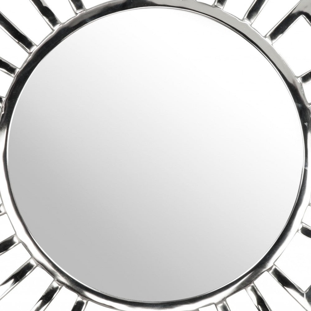 30" Silver Abstract Metal Framed Accent Mirror