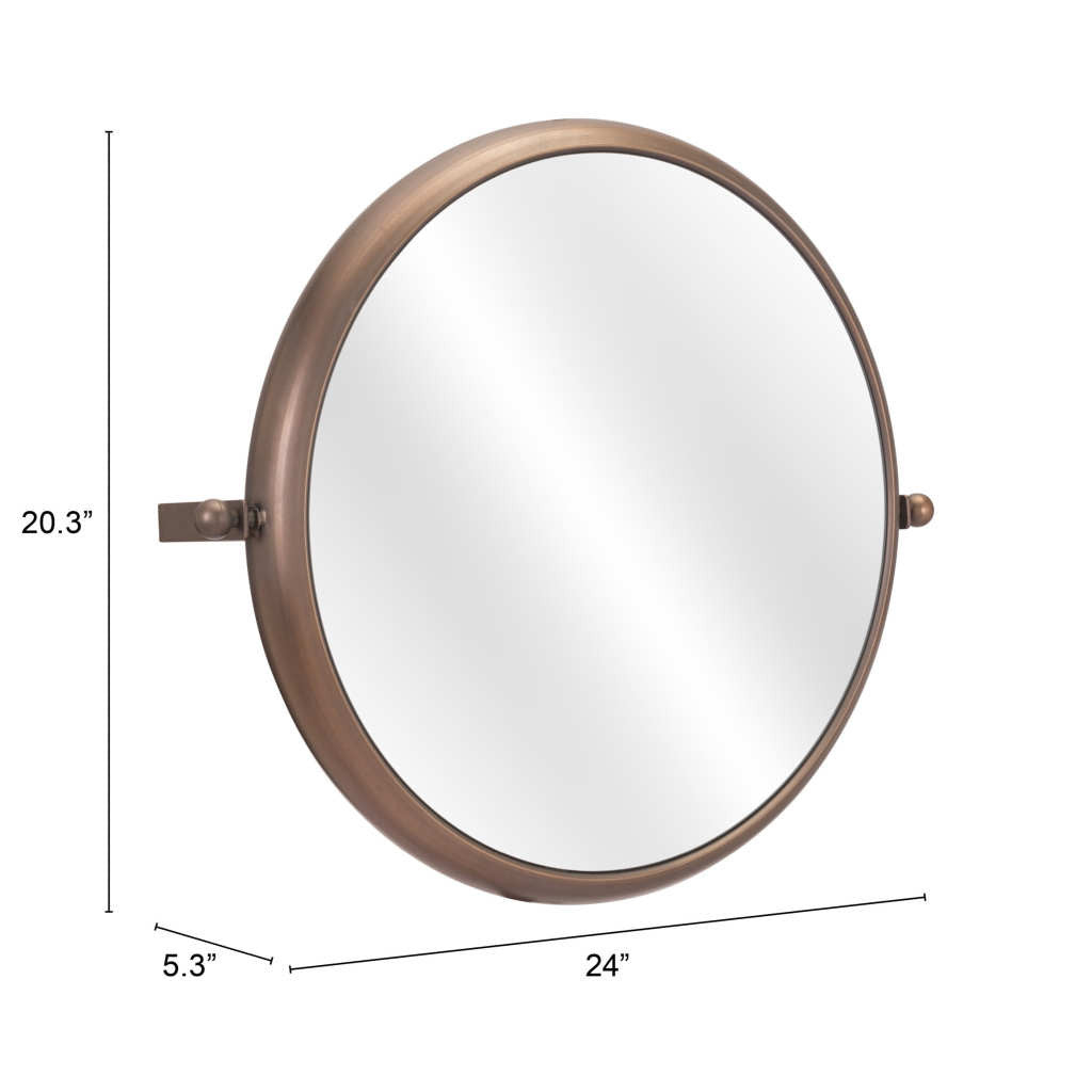 Industrial Gold Round Mirror