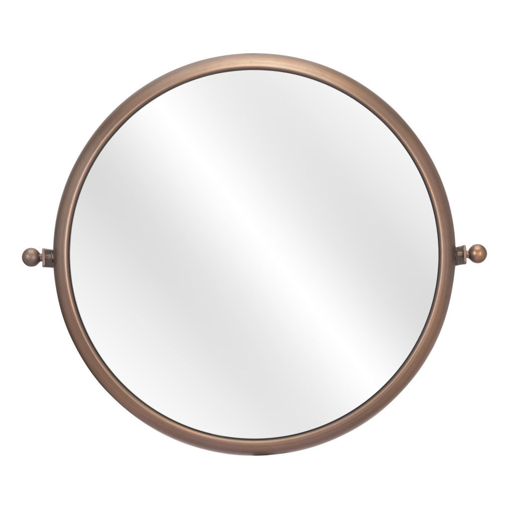 Industrial Gold Round Mirror