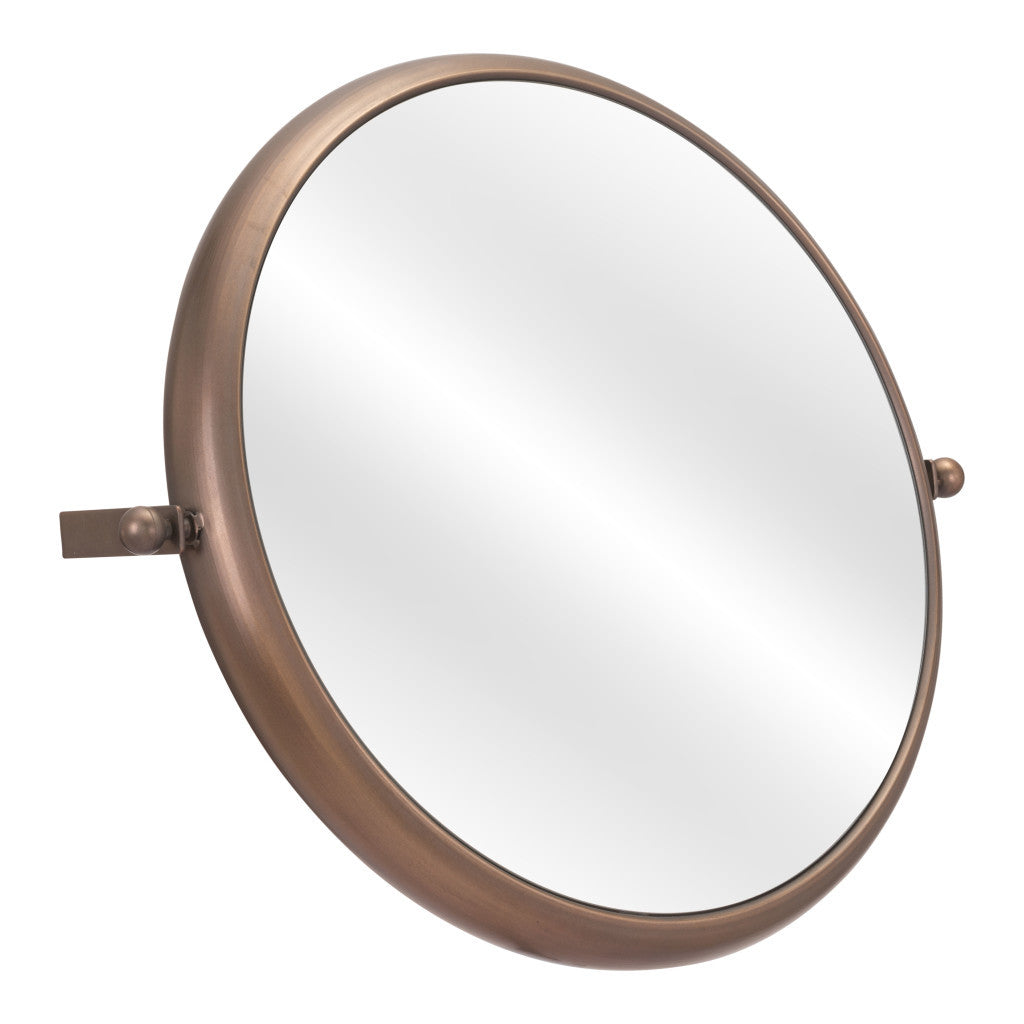 Industrial Gold Round Mirror