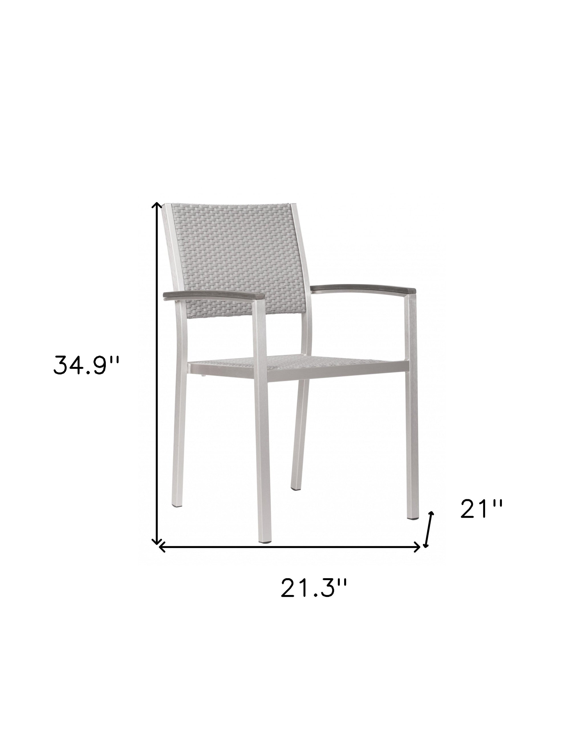 Set Of Two 21" White Aluminum Arm Chair