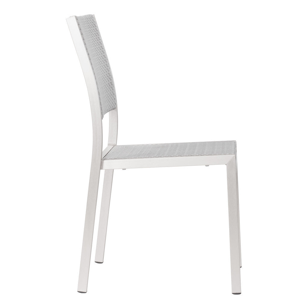 Set Of Two 18" White Aluminum Side Chair