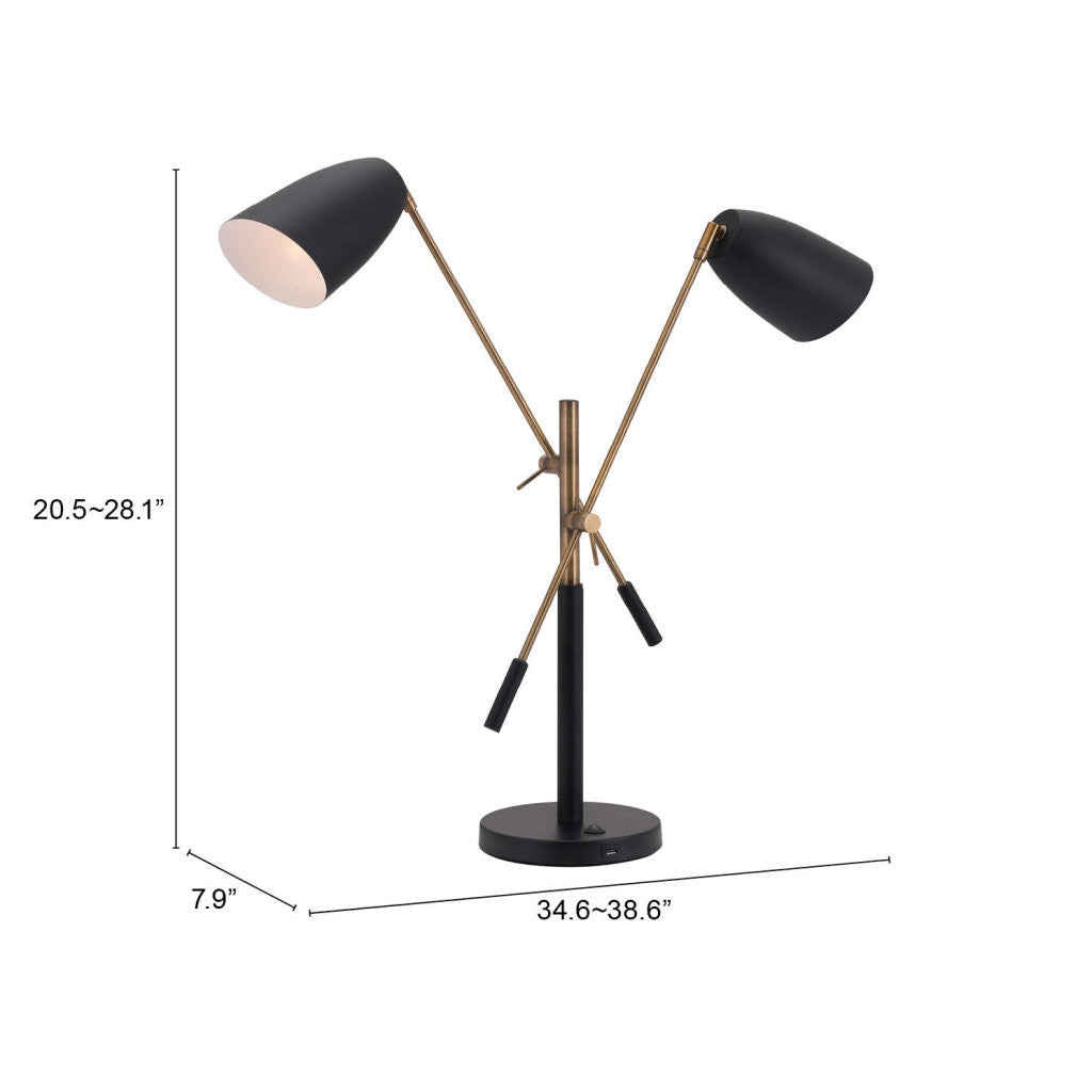 28" Black and Gold Adjustable Table or Desk Lamp