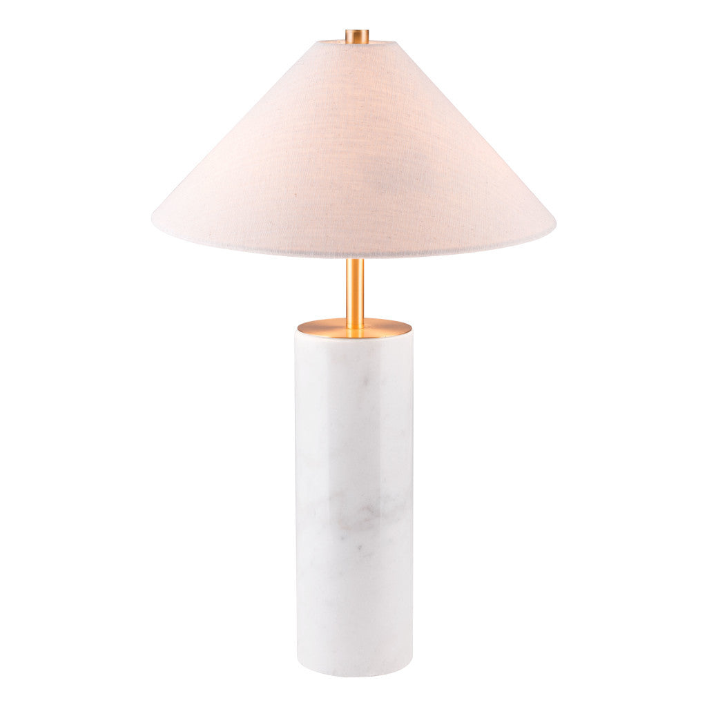 55" White Metal Bedside Table Lamp With Beige Empire Shade