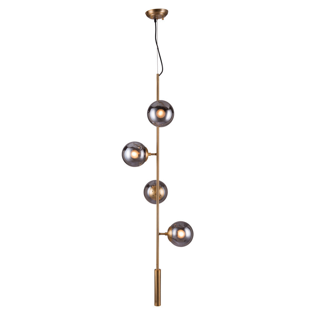 Gold Shaded Four Light Metal Dimmable Ceiling Light With Clear Shades