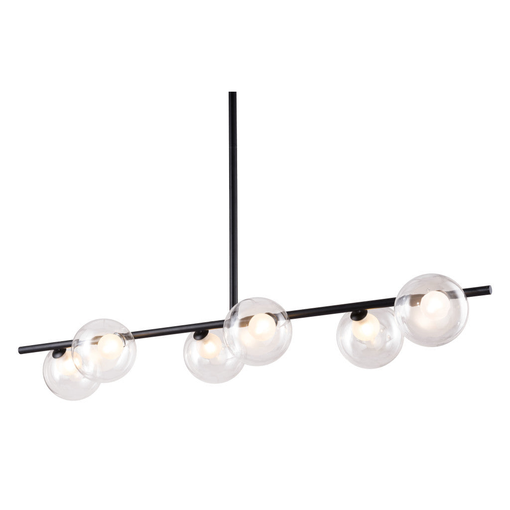 Black Kitchen Island Six Light Metal Ceiling Light