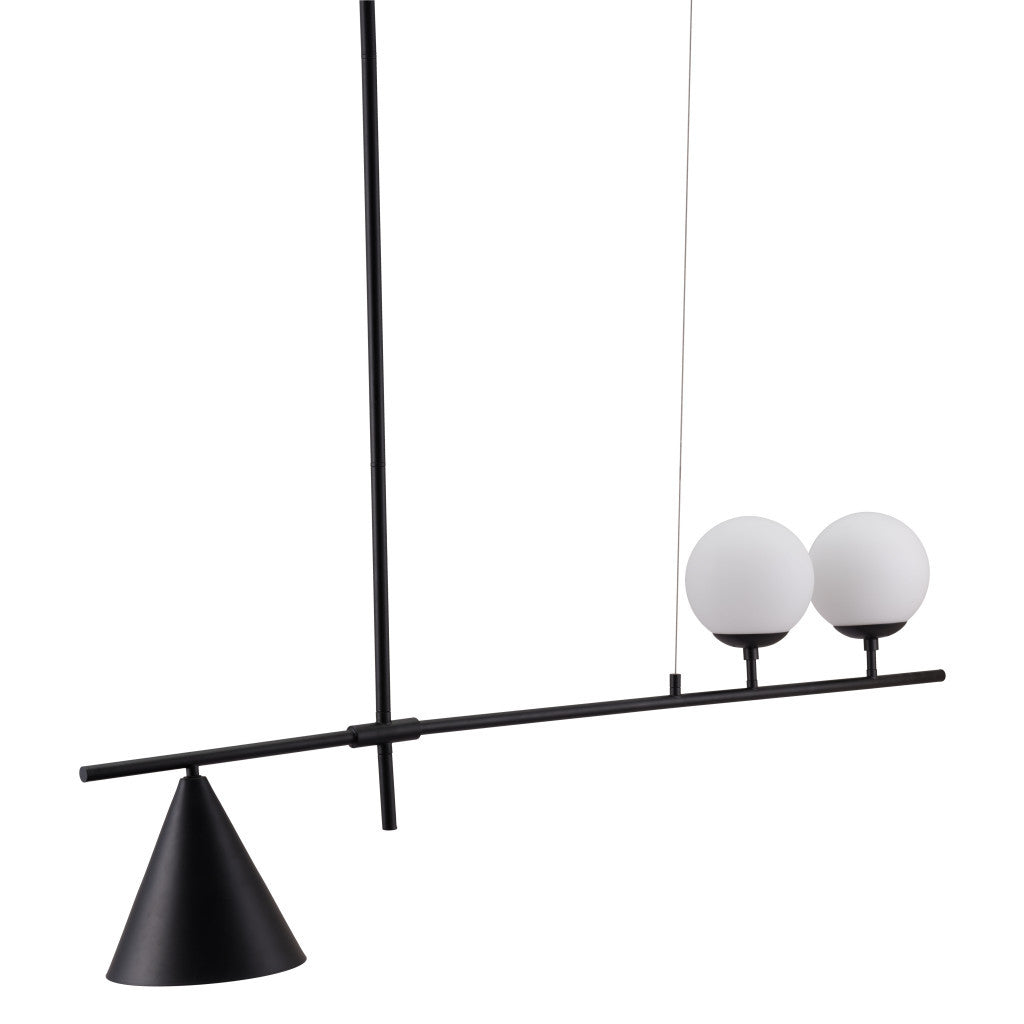 Black and White Kitchen Island Three Light Metal Ceiling Light With Black and White Shades