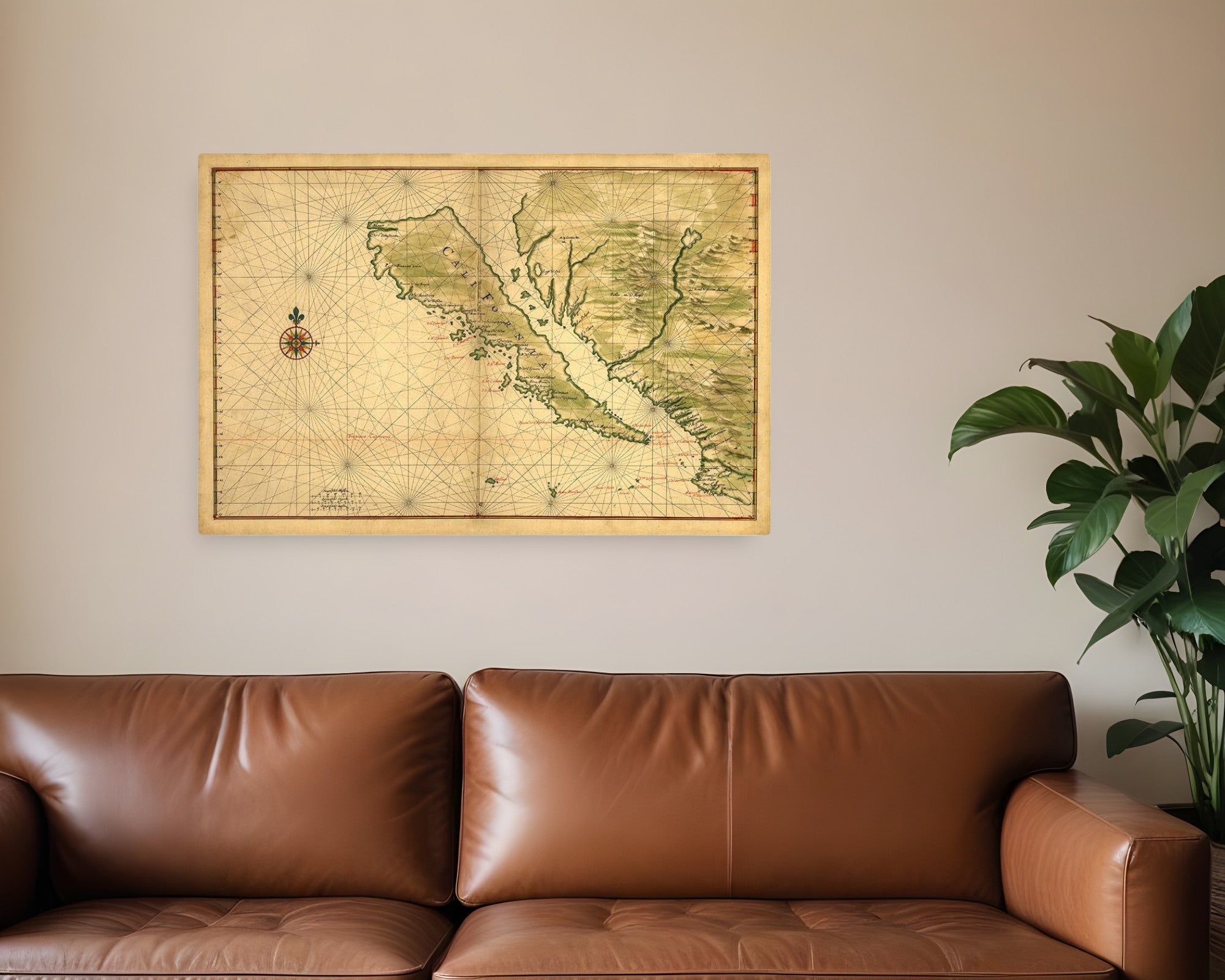 24" X 36" California As An Island C1650 Vintage Map Wall Art