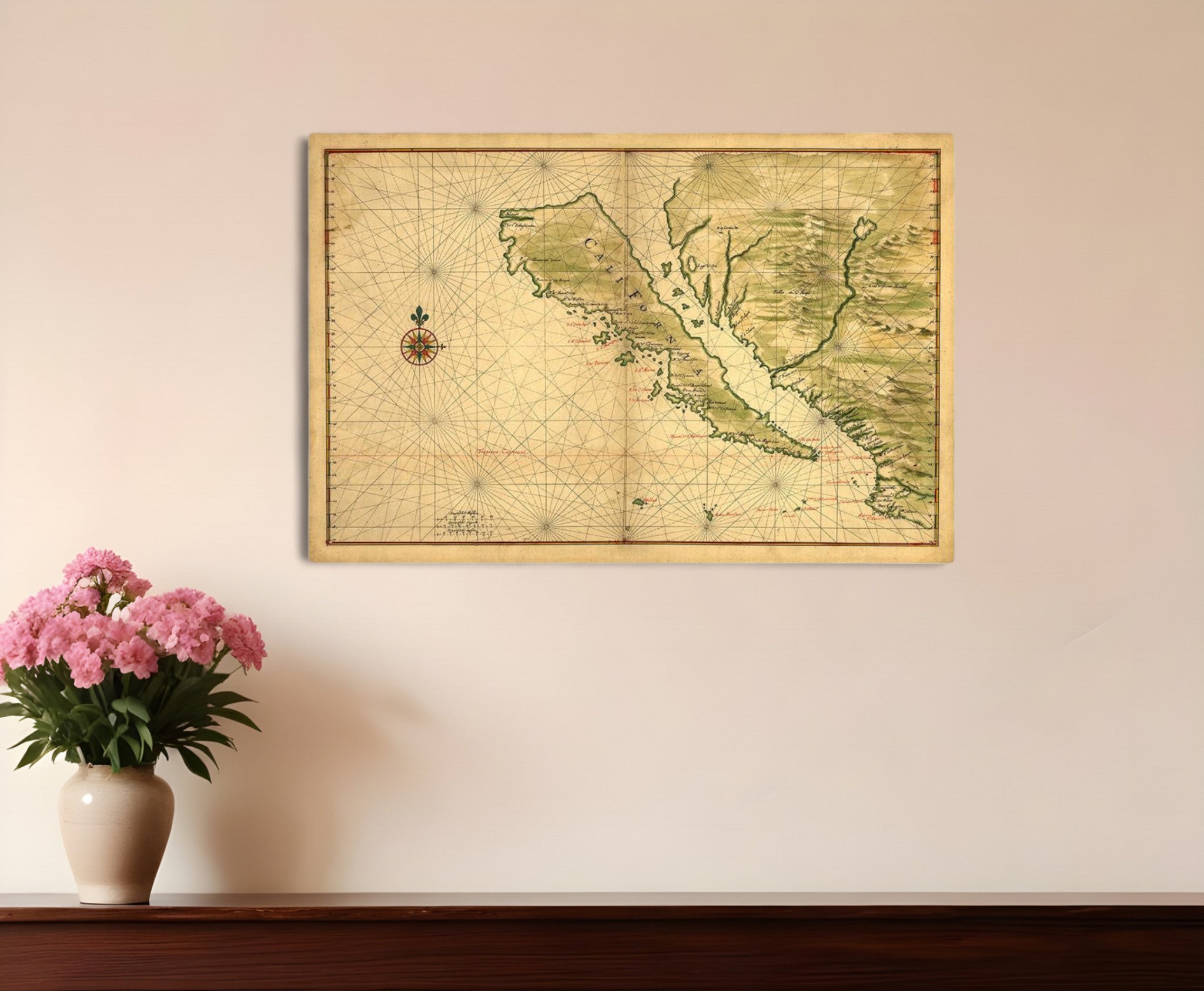 24" X 36" California As An Island C1650 Vintage Map Wall Art