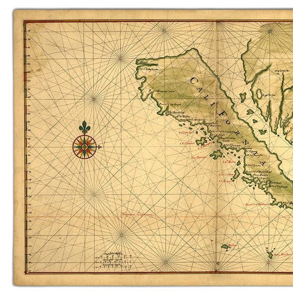 24" X 36" California As An Island C1650 Vintage Map Wall Art