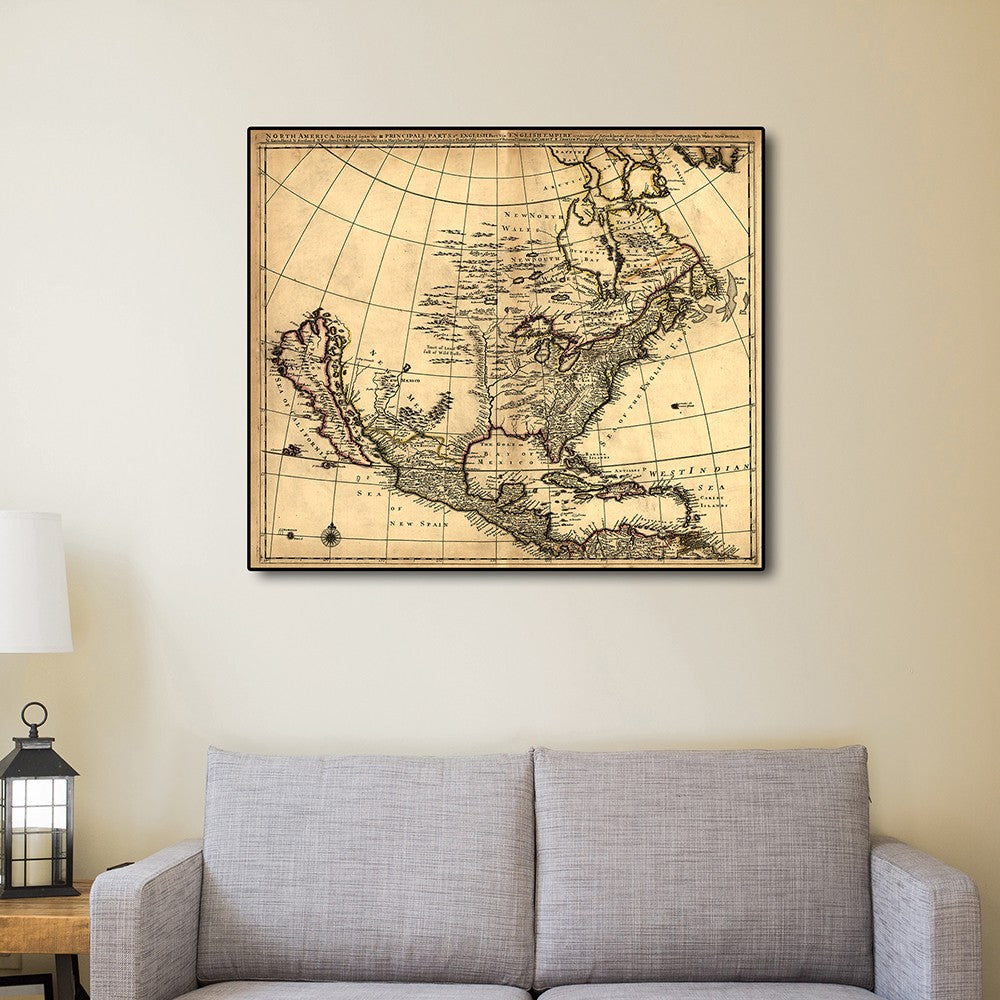 24" X 28" Map Of North America C1685 Vintage  Poster Wall Art