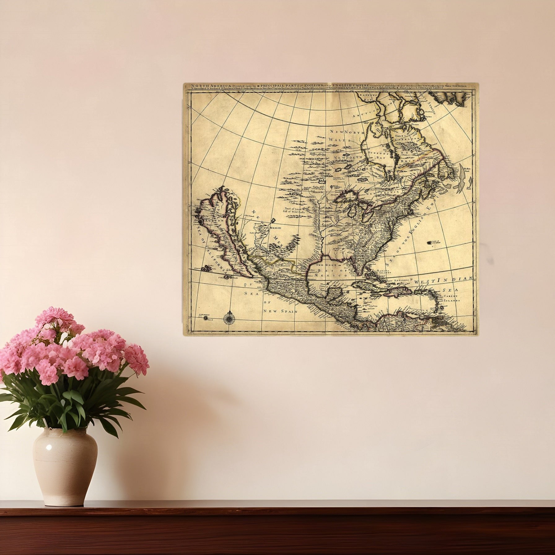 24" X 28" Map Of North America C1685 Vintage  Poster Wall Art