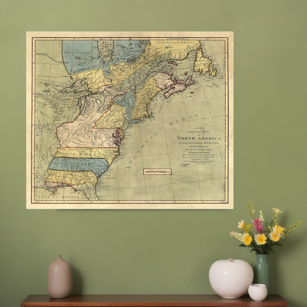 Vintage 1771 Map Of North America Unframed Print Wall Art