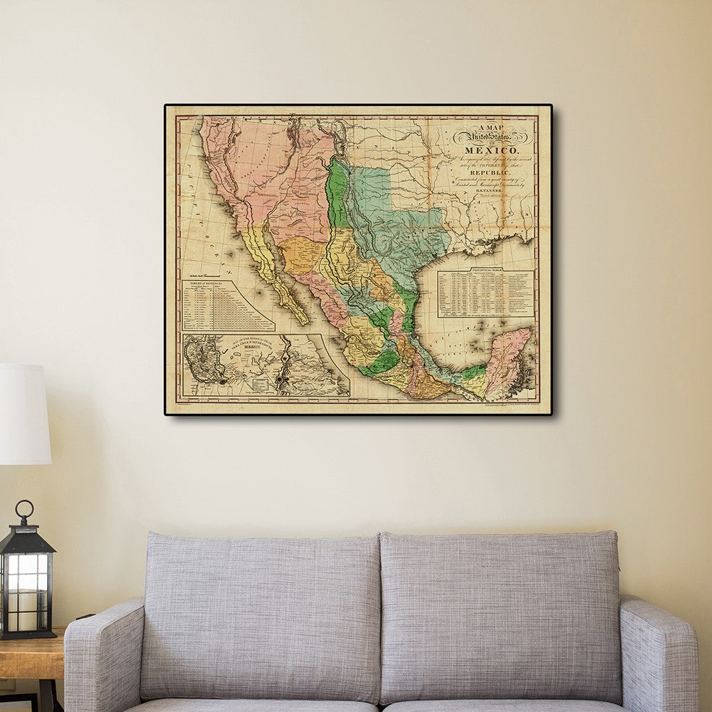 Vintage 1846 Map Of Mexico Unframed Print Wall Art