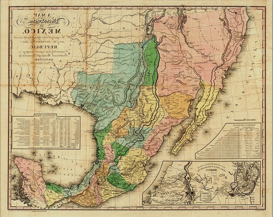 Vintage 1846 Map Of Mexico Unframed Print Wall Art