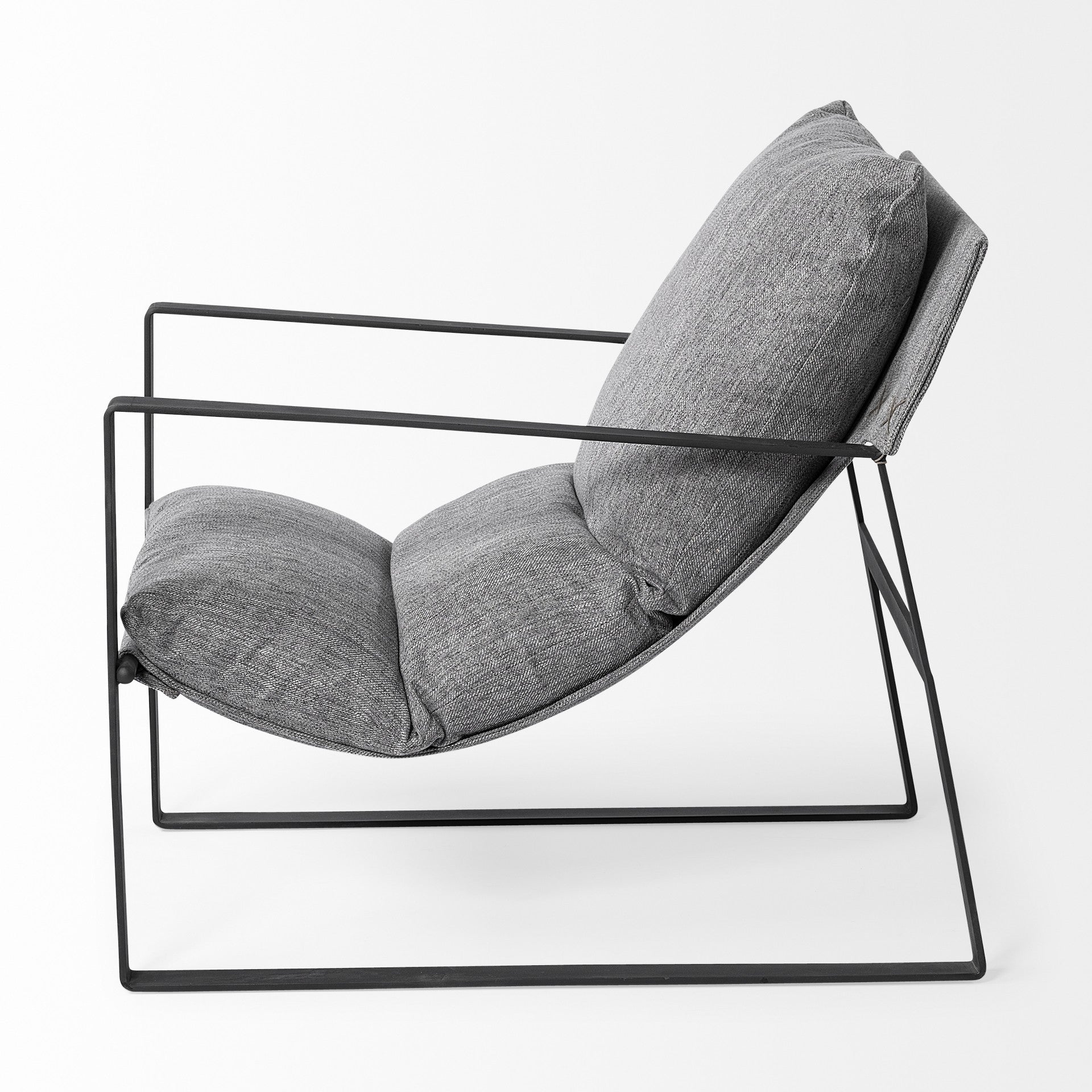 Stone Gray And Black Metal Sling Chair