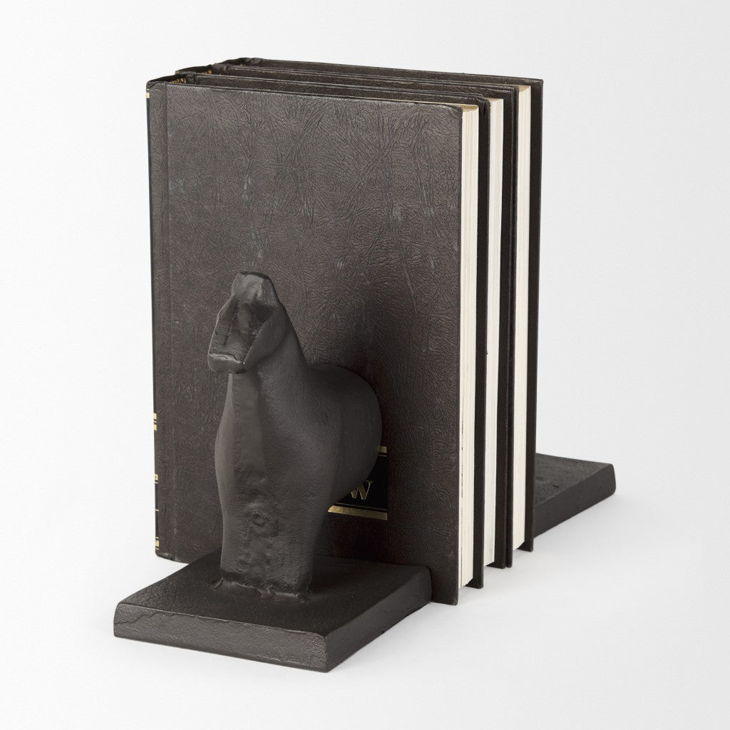 Black Cast Aluminum Horse Shaped Bookends