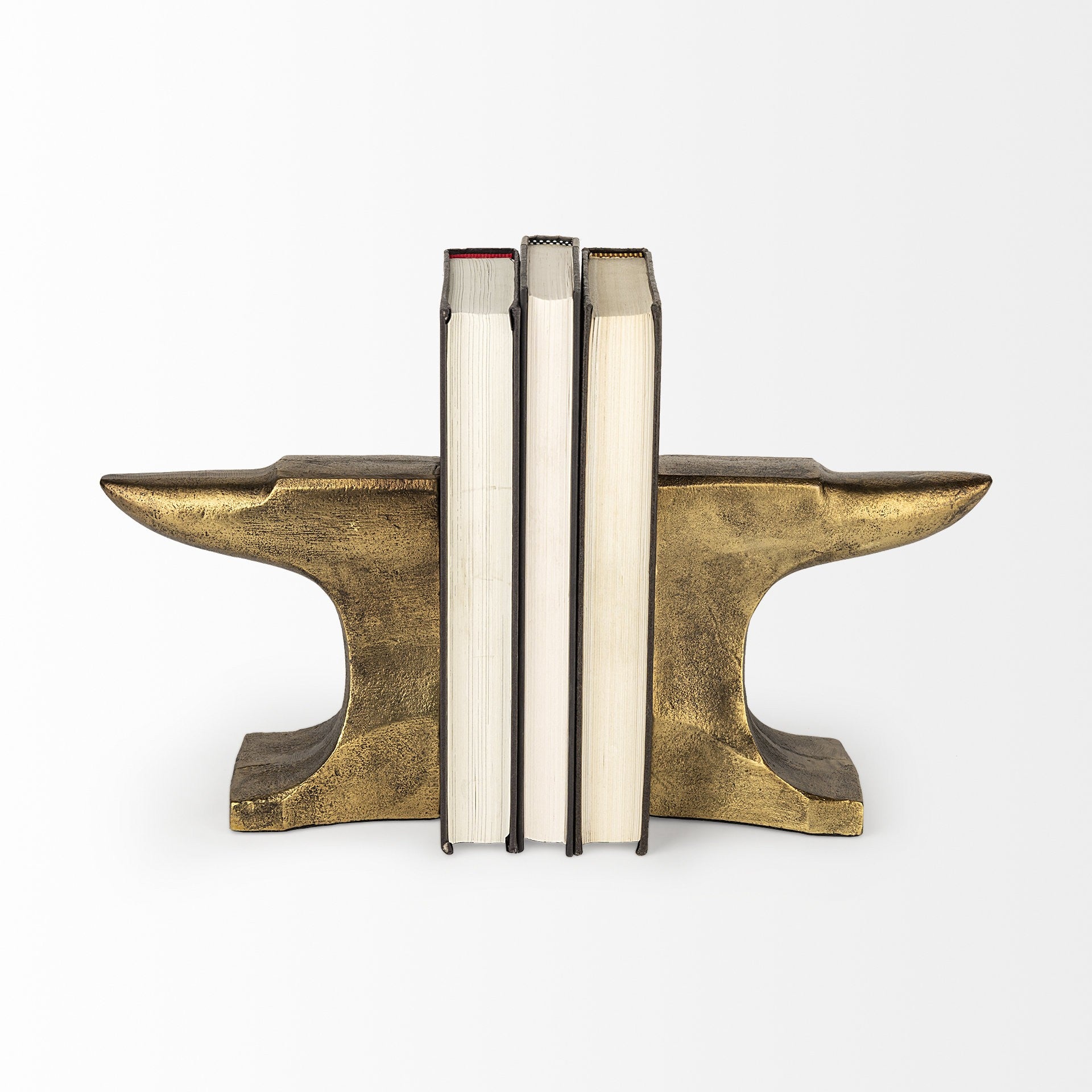 Distressed Brushed Gold Anvil Bookends