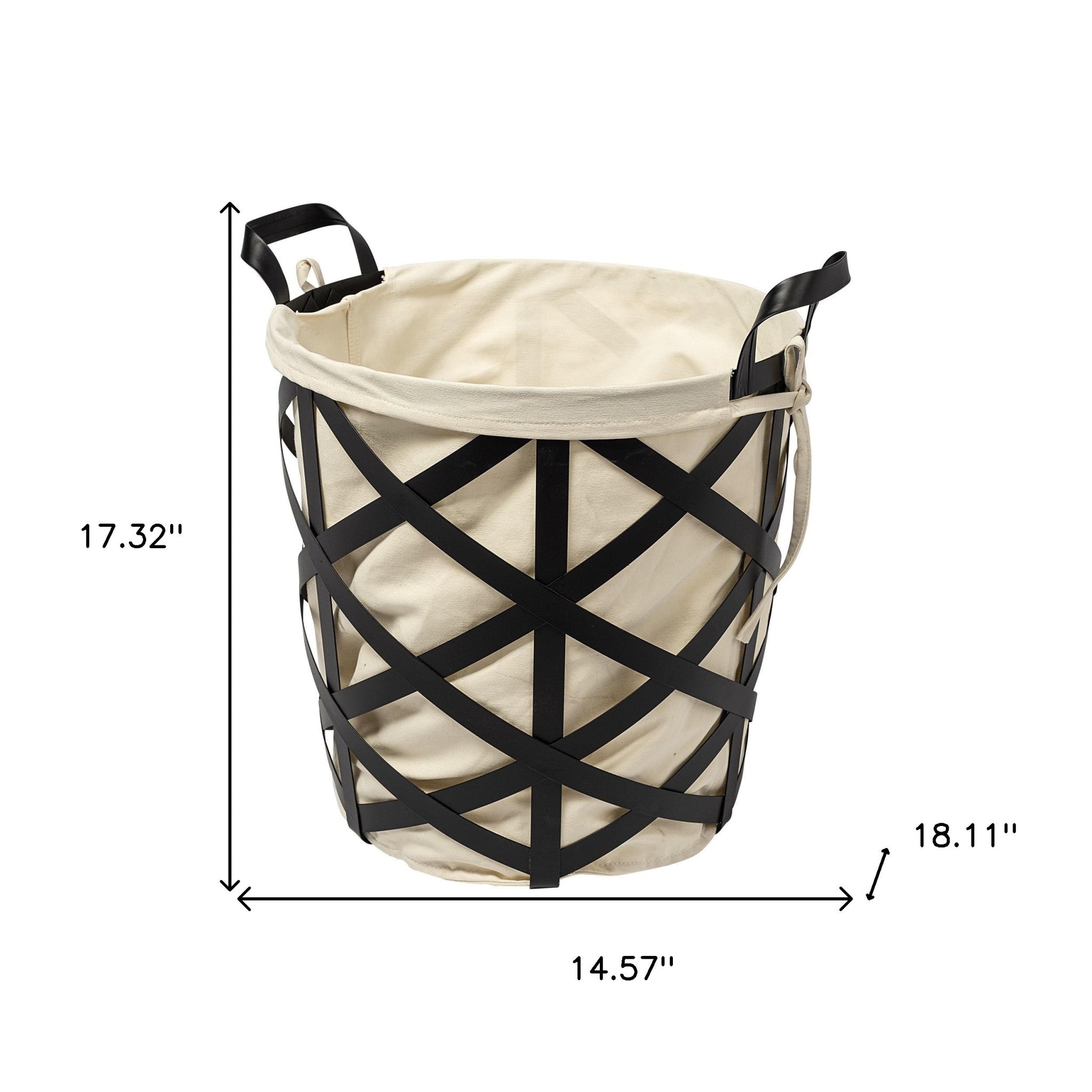 15" Black and Ivory Metal Basket