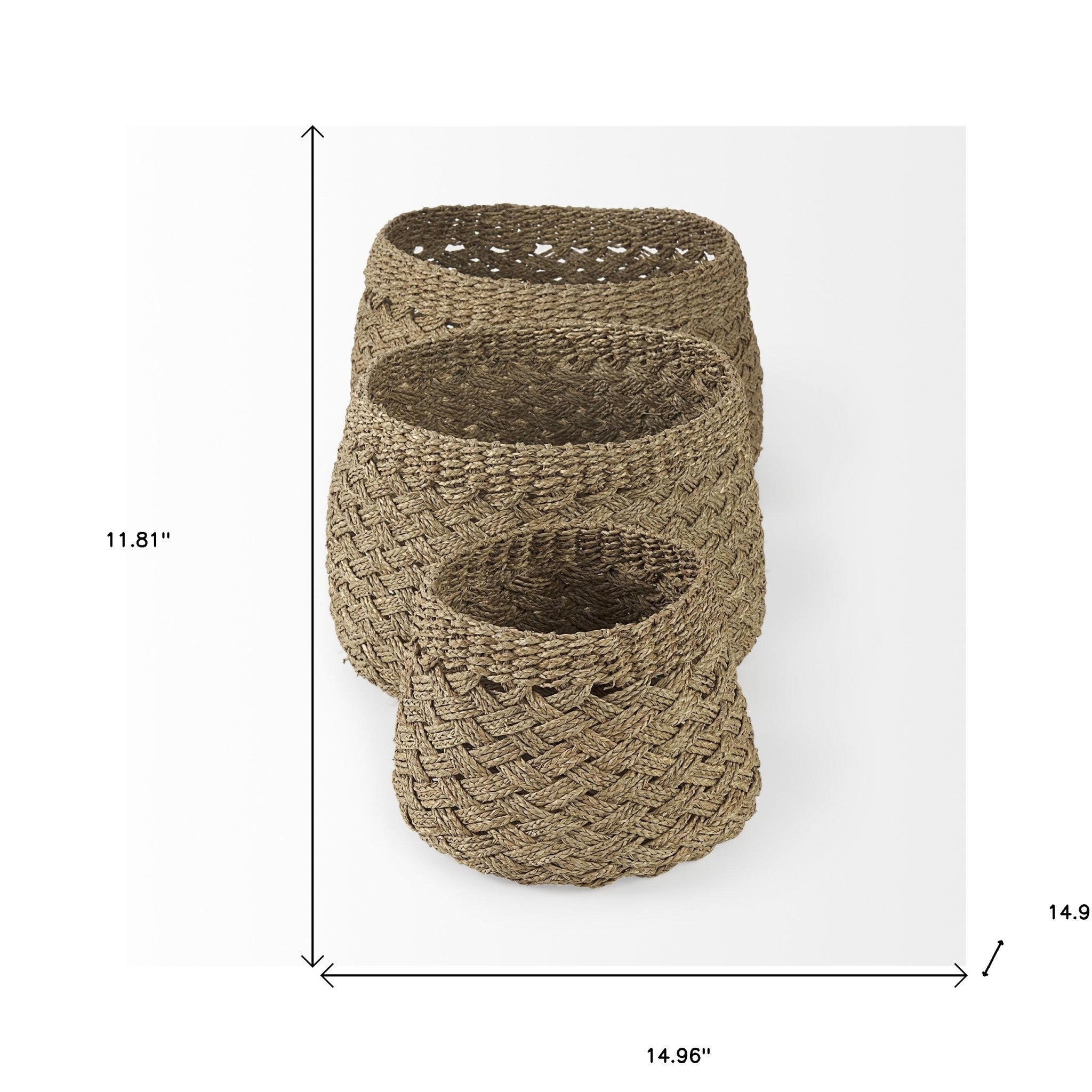 Set Of Three Woven Wicker Storage Baskets