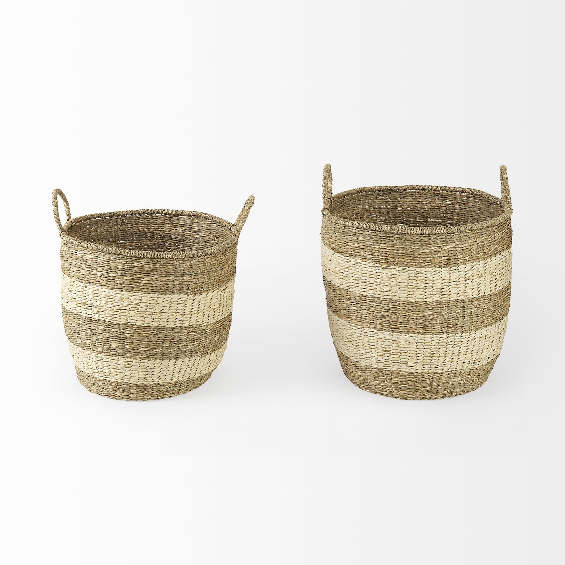 Set Of Two Round Wicker Storage Baskets