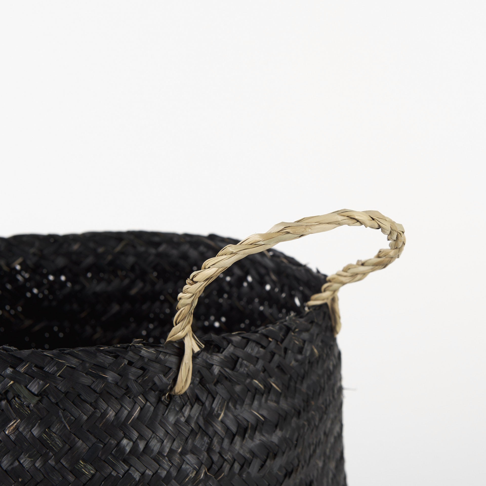 Set Of Three 10" Black Wicker Storage Baskets