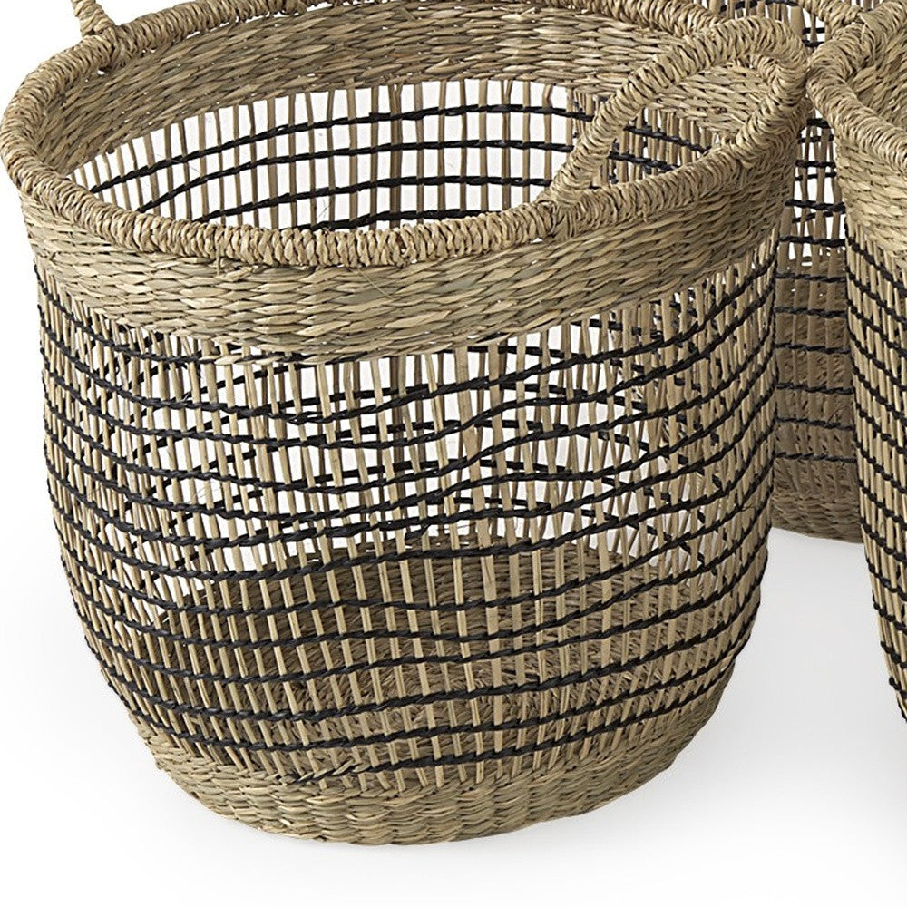 Set Of Three Light Brown Storage Baskets