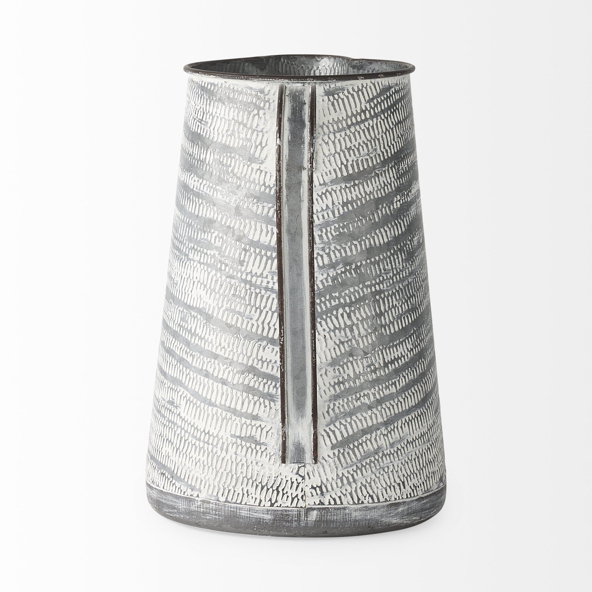 11" Metal Gray and White Cylinder Jug Vase