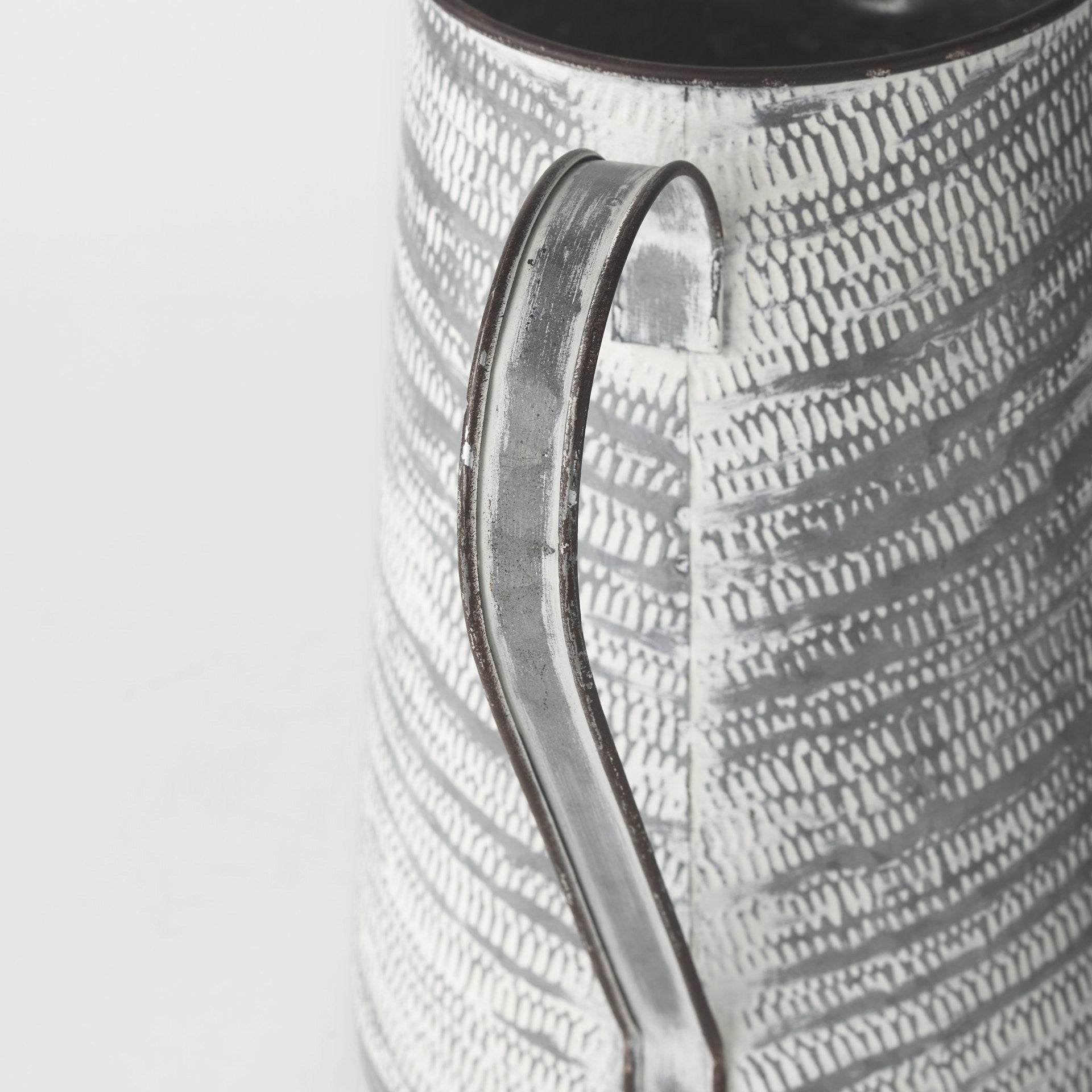 11" Metal Gray and White Cylinder Jug Vase