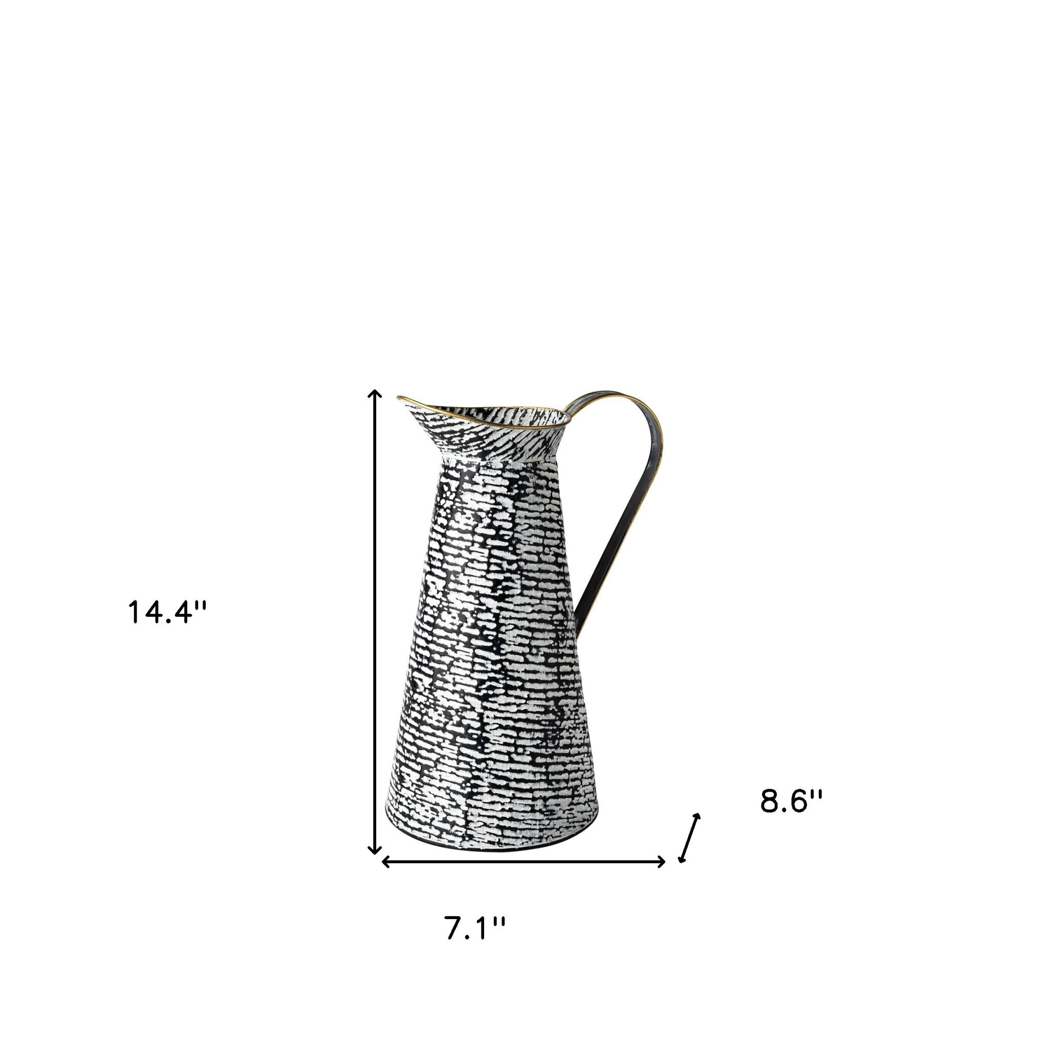 Petite Black And White Textured Jug Vase