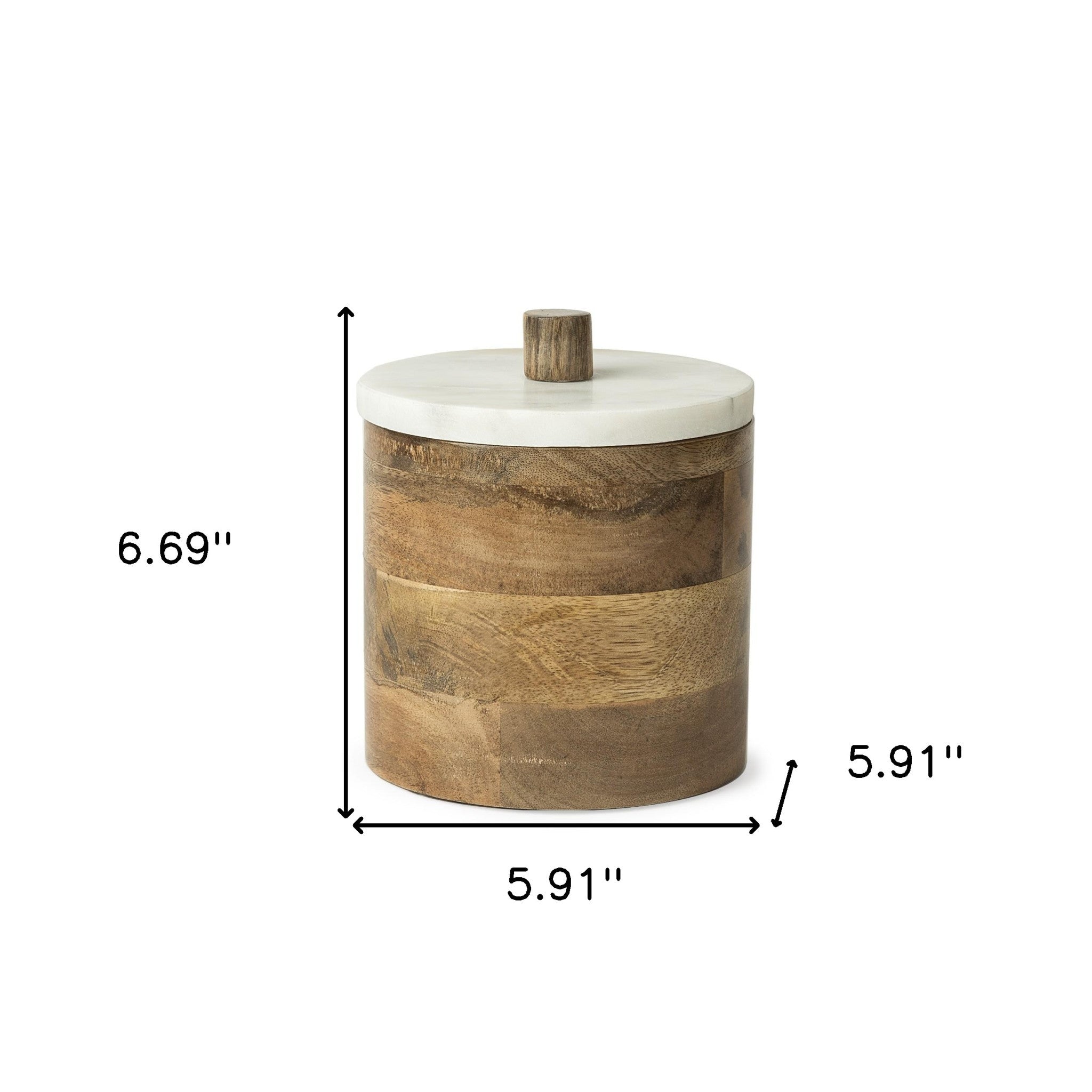 Petite Brown Wooden Round Storage Box