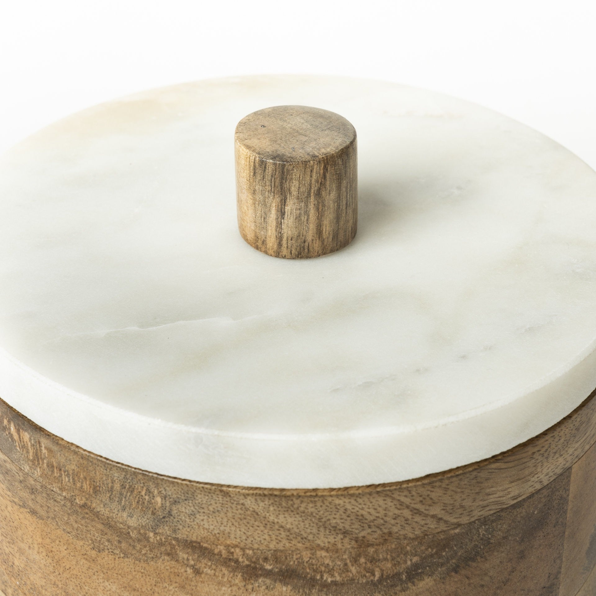 Petite Brown Wooden Round Storage Box