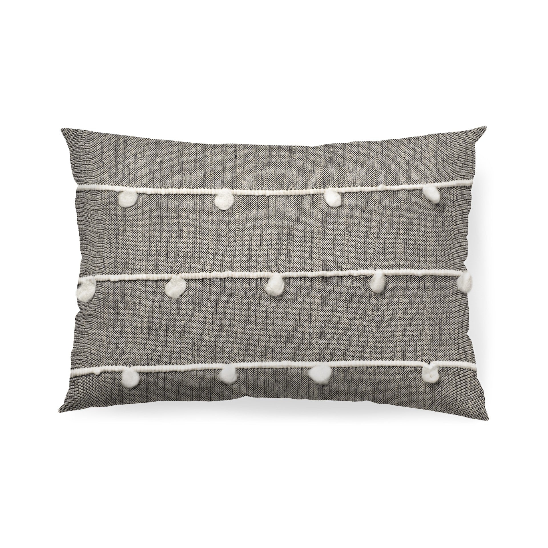 Dark Blue And Beige Lumbar Accent Pillow Cover