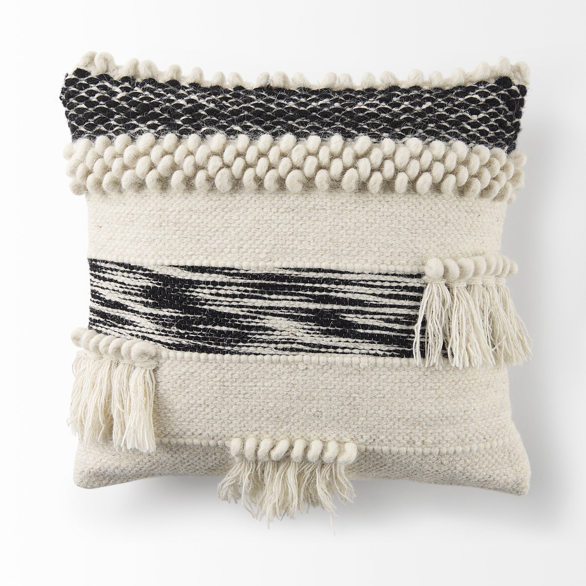 Boho Black And White Accent Pillow Cover