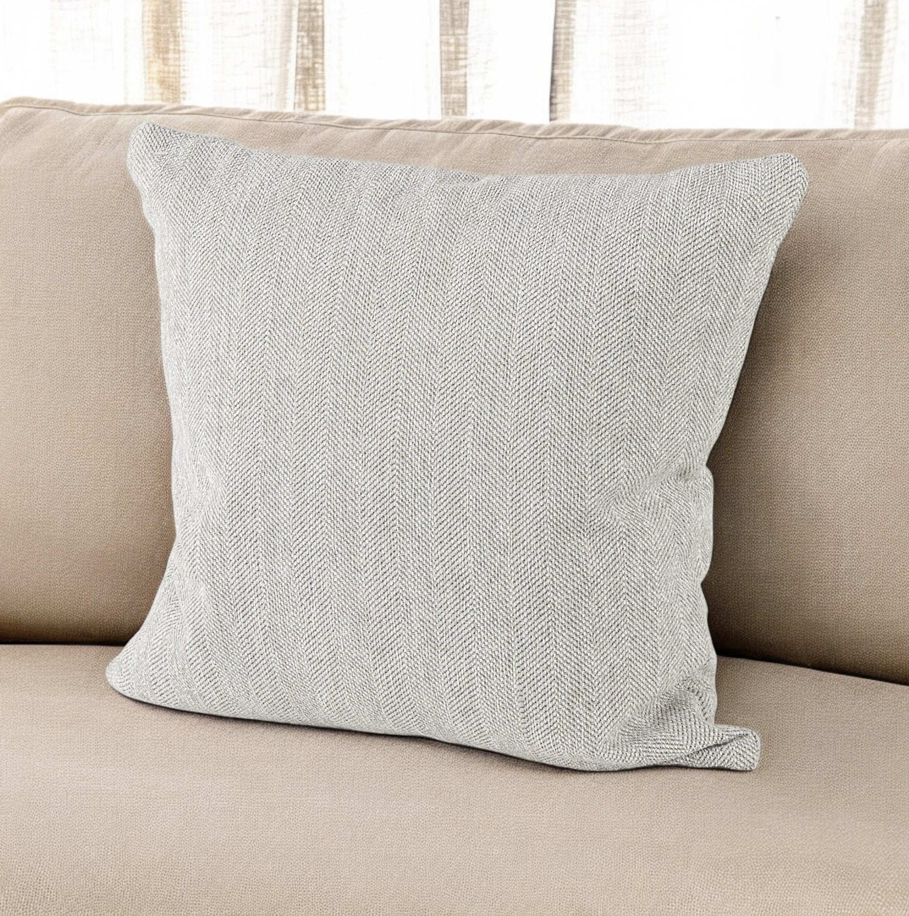 Ash Gray Basket Weave Accent Throw Pillow