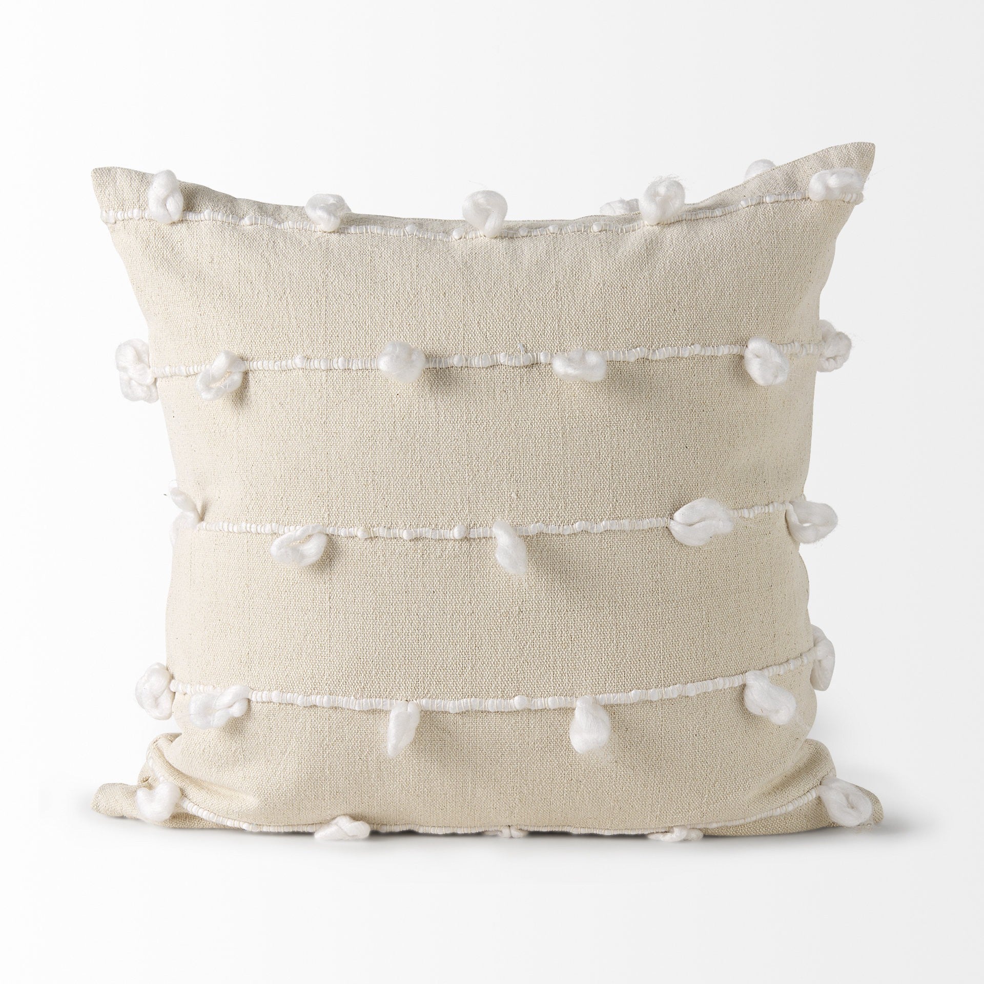 Clouds On Cream Canvas Square Pillow Cover