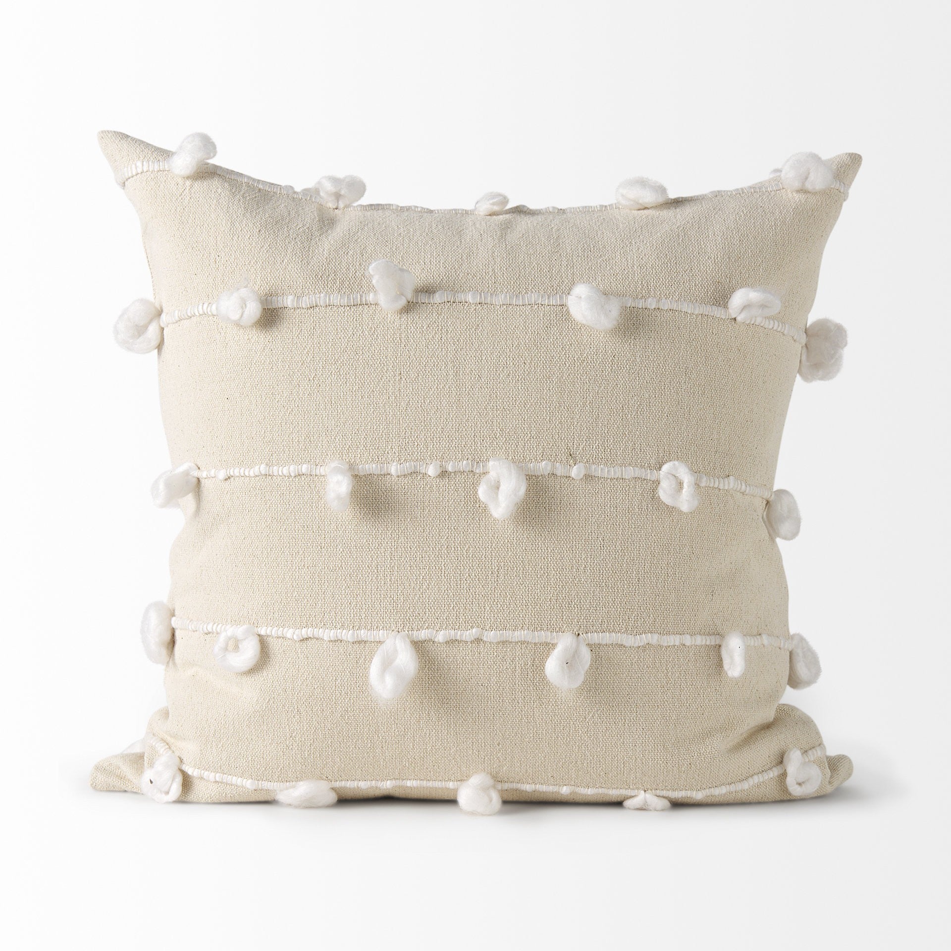 Clouds On Cream Canvas Square Pillow Cover