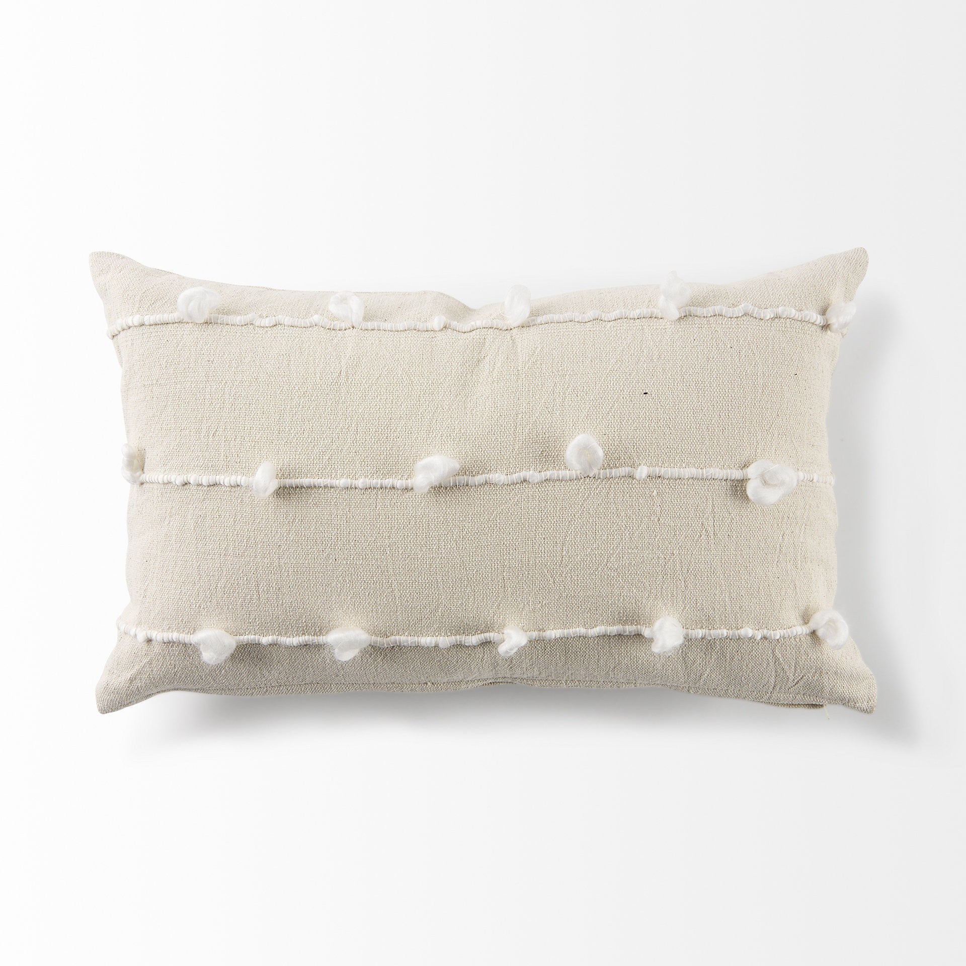 Clouds On Cream Canvas Lumbar Pillow Cover