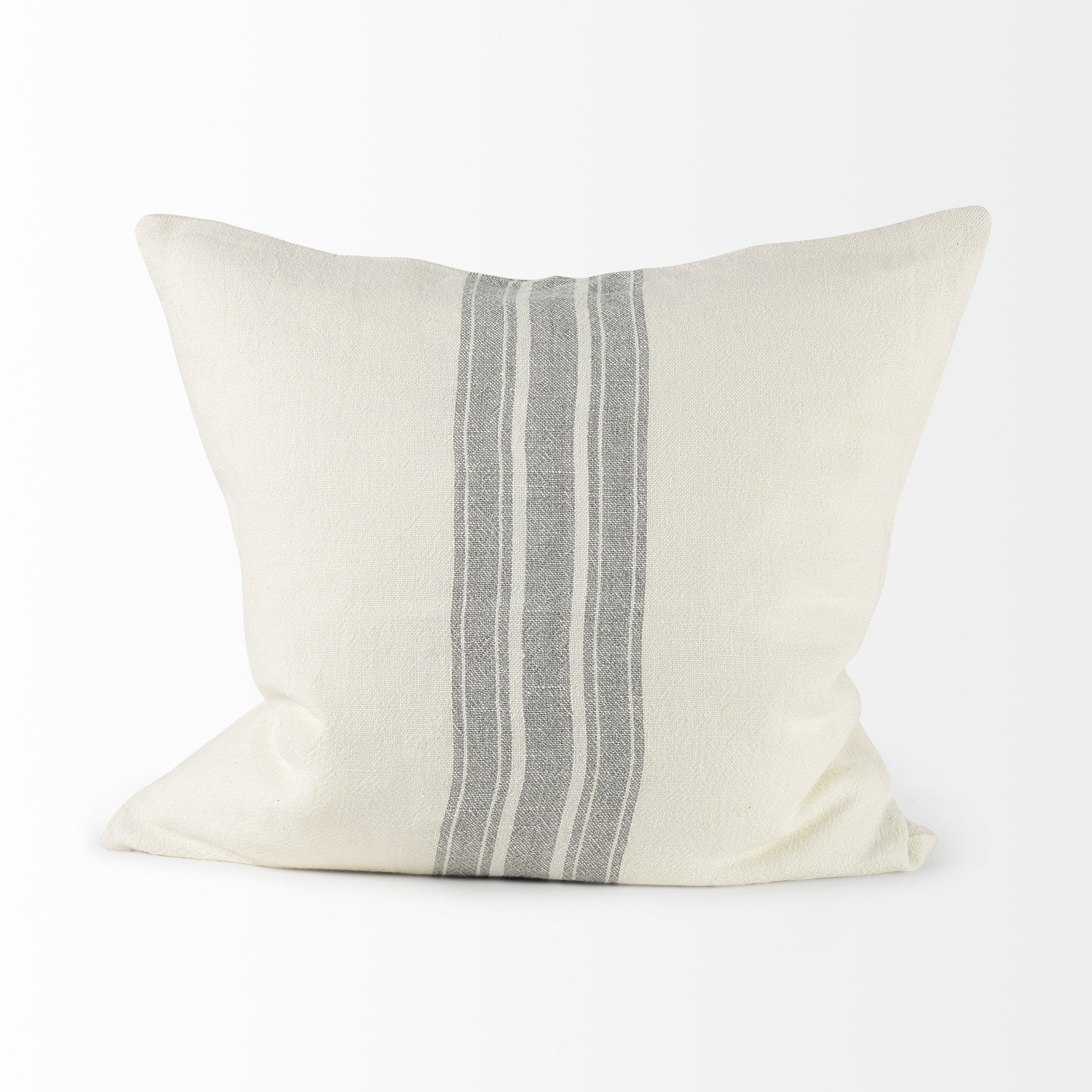 Off White Pillow Cover With  Ash Gray  Stripes