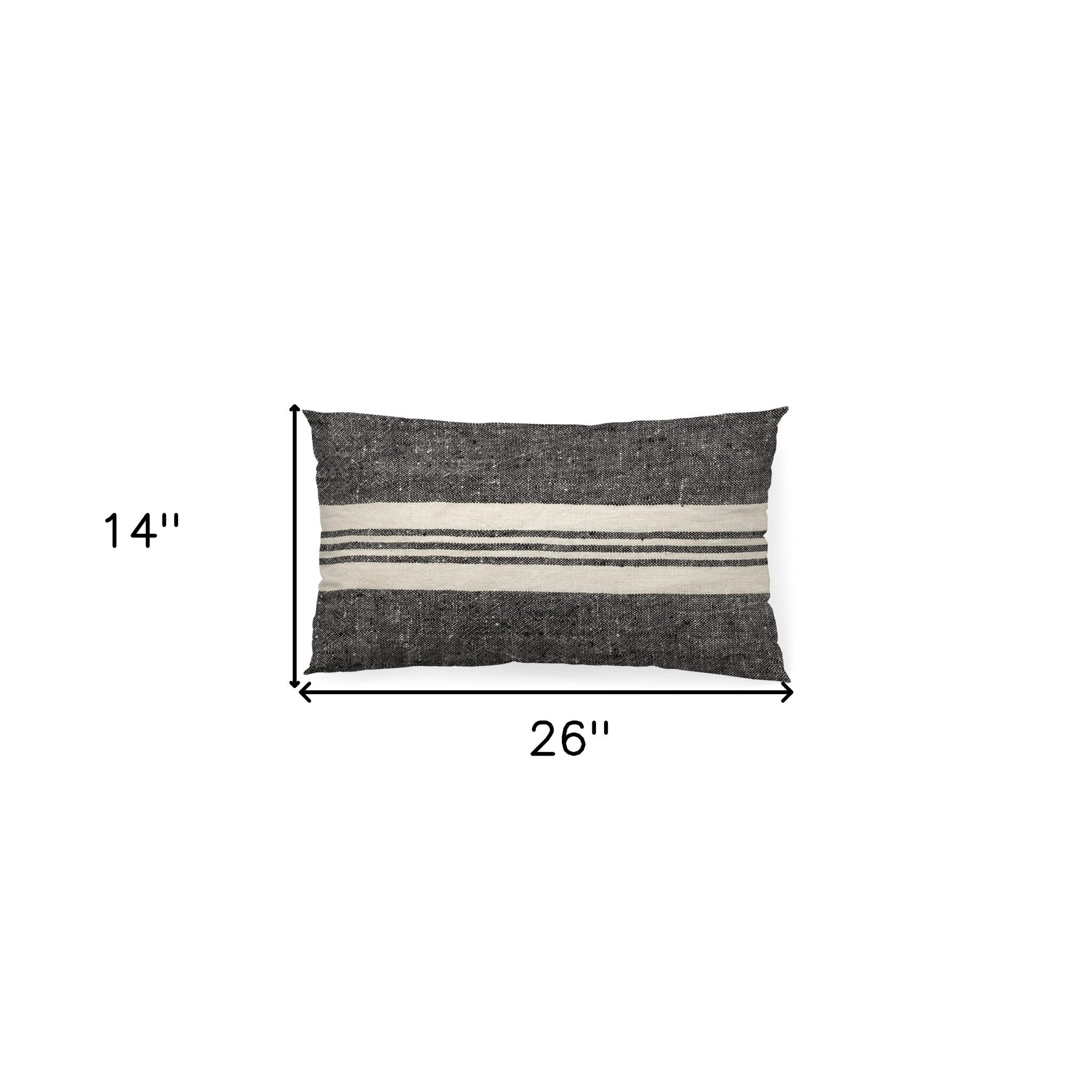 Black And White Striped Lumbar Accent Pillow Cover