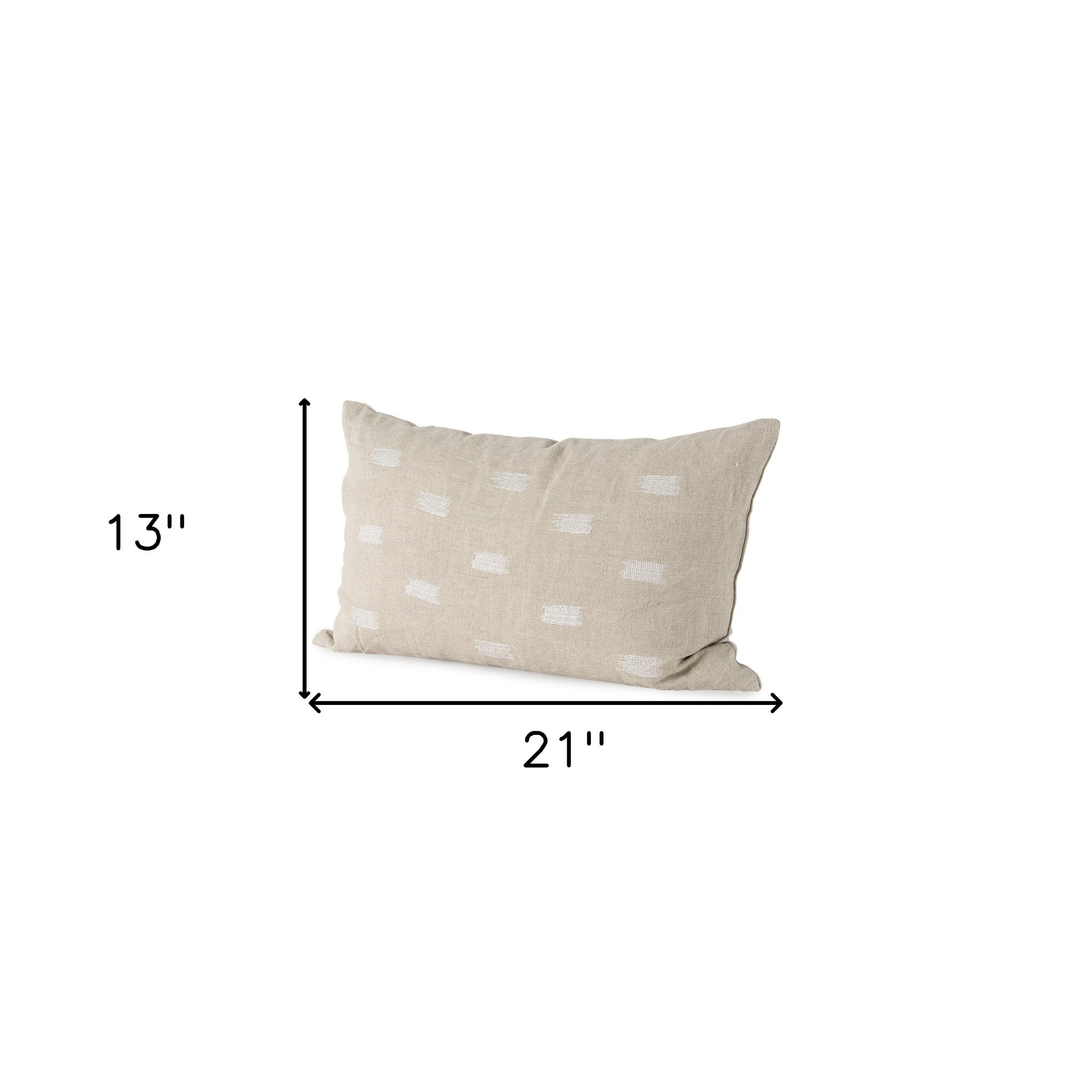 Canvas Beige And White Lumbar Accent Pillow Cover