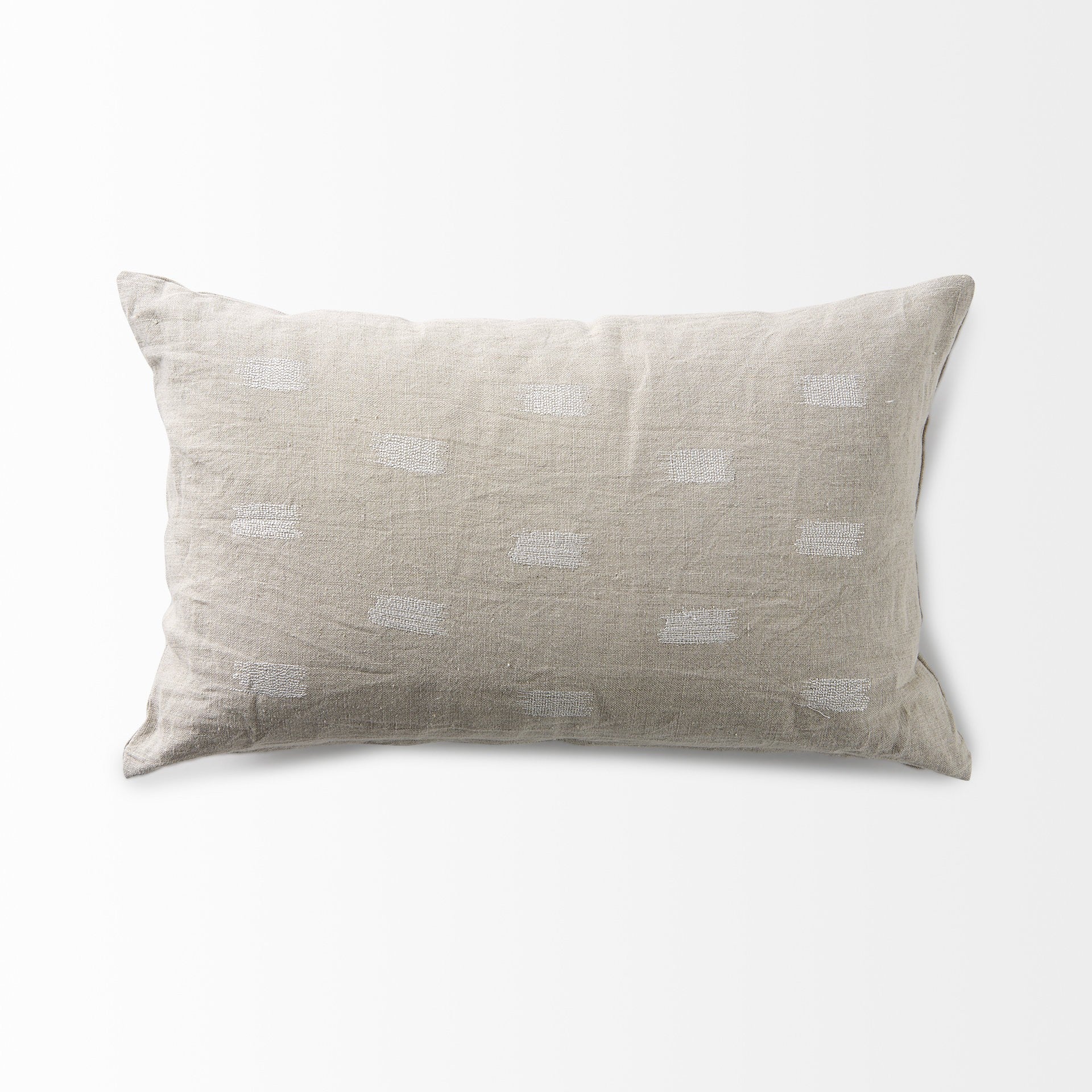 Canvas Beige And White Lumbar Accent Pillow Cover