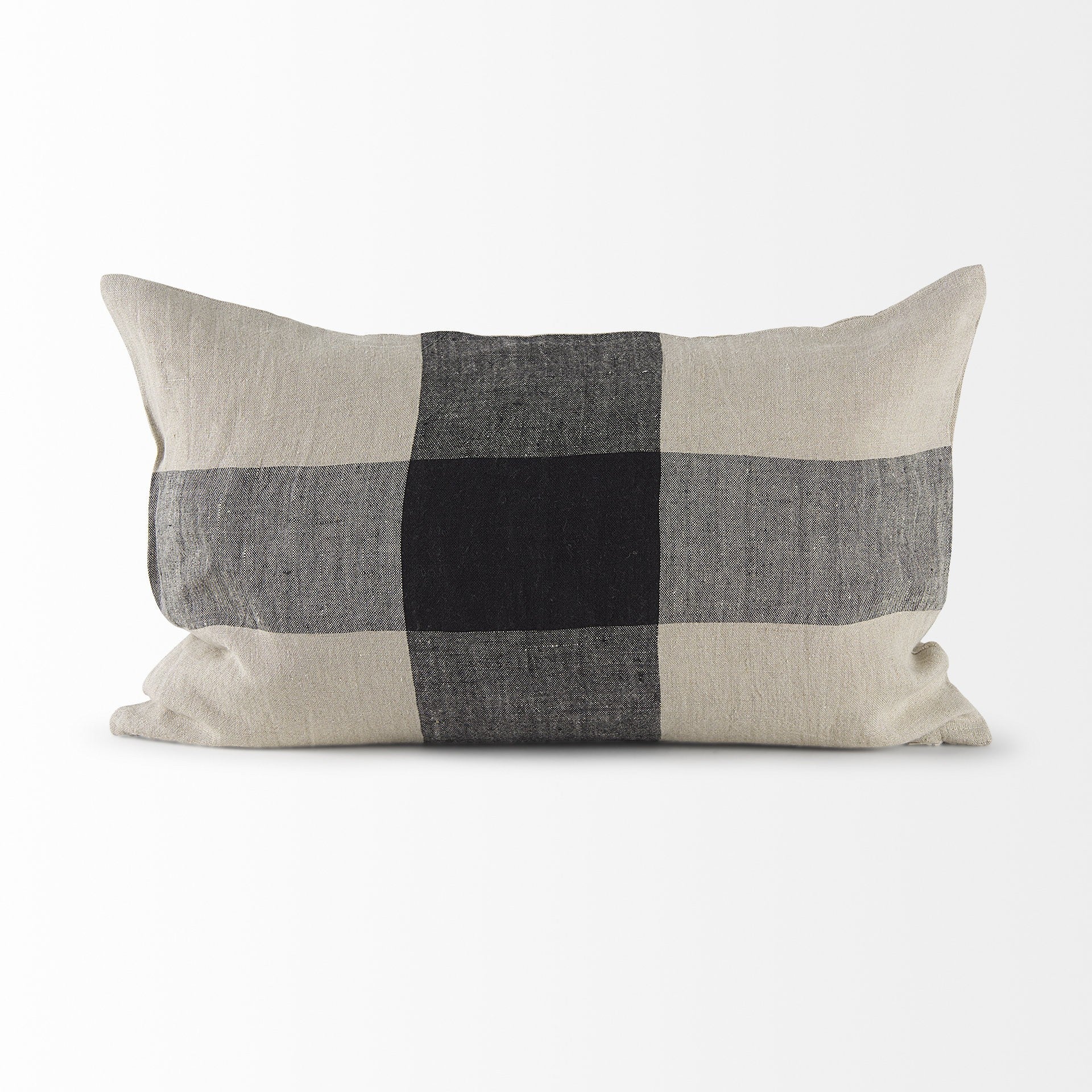 Beige And Black Plaid Pattern Lumbar Throw Pillow Cover