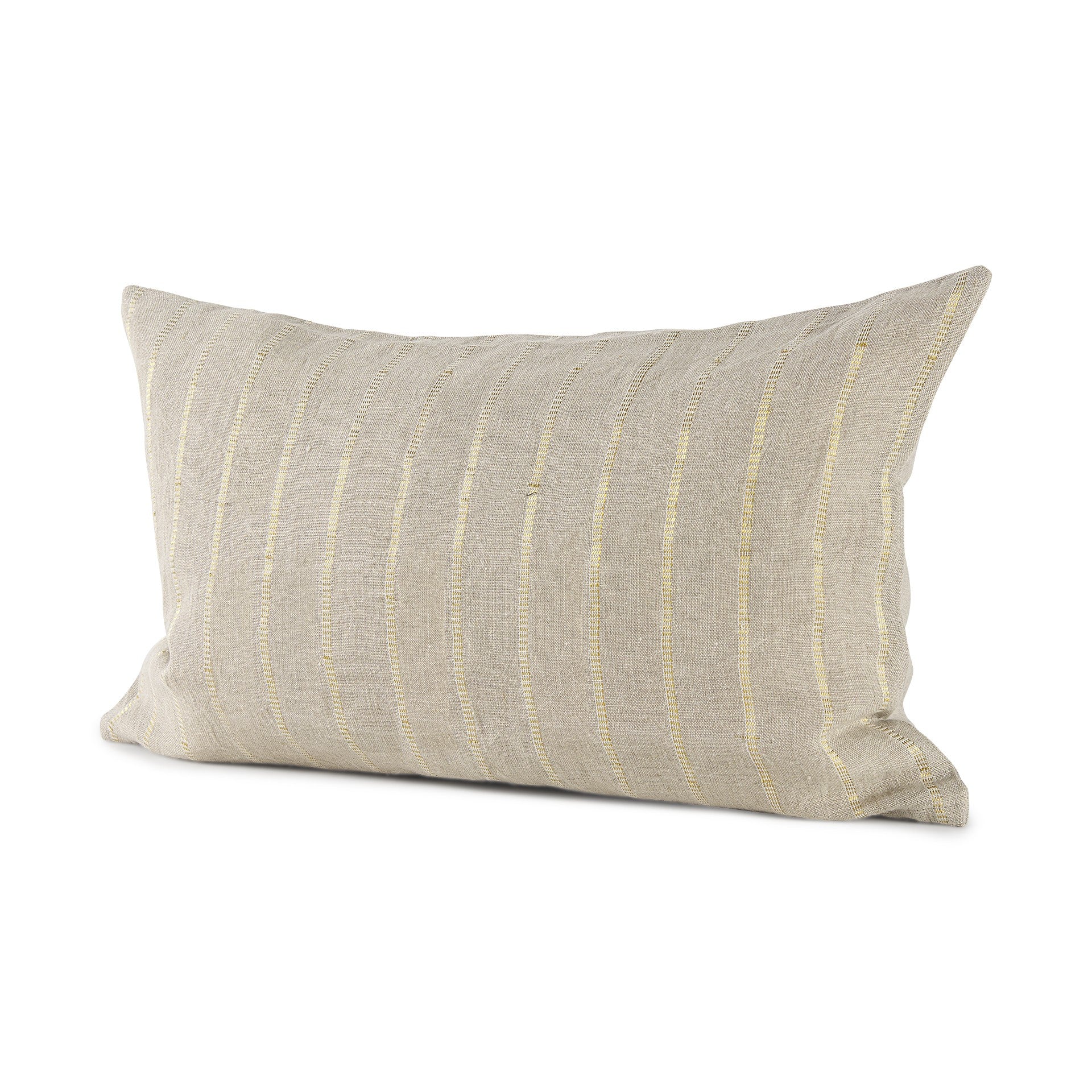 Beige And Gold Striped Lumbar Pillow Cover