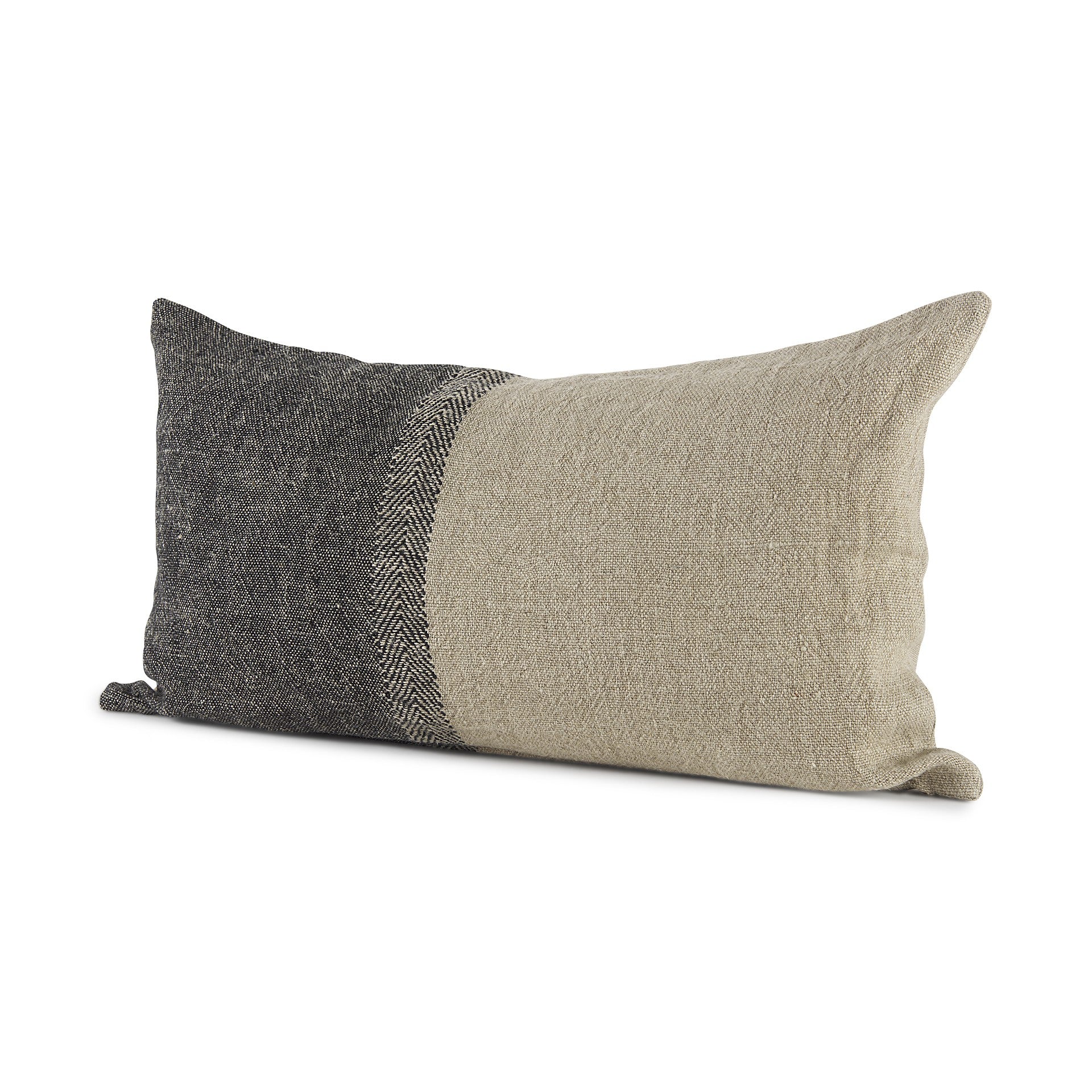 Black And Gray Two Tone Lumbar Pillow Cover