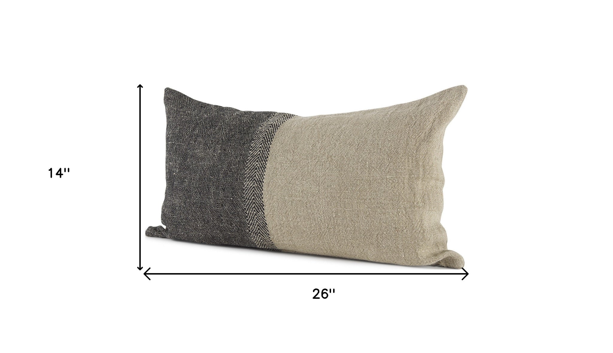 Black And Gray Two Tone Lumbar Pillow Cover