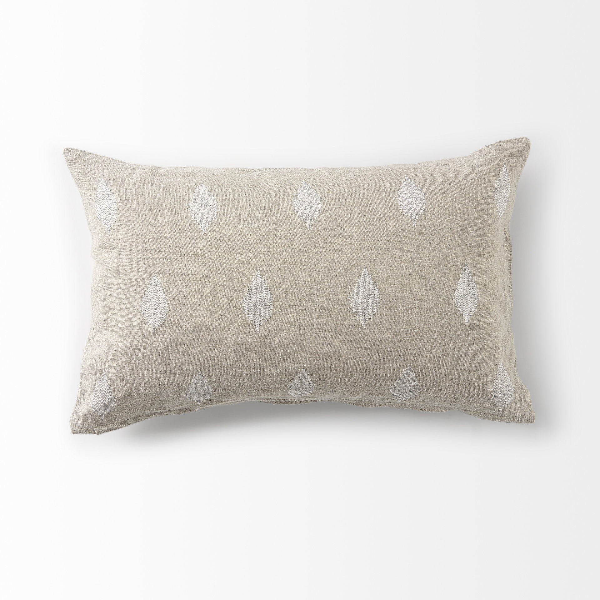 Beige And White Patterned Lumbar Pillow Cover