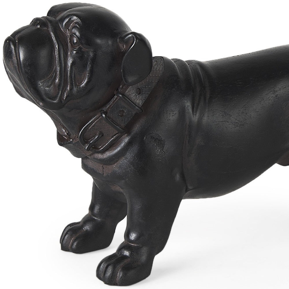 Black Resin Bulldog Sculpture