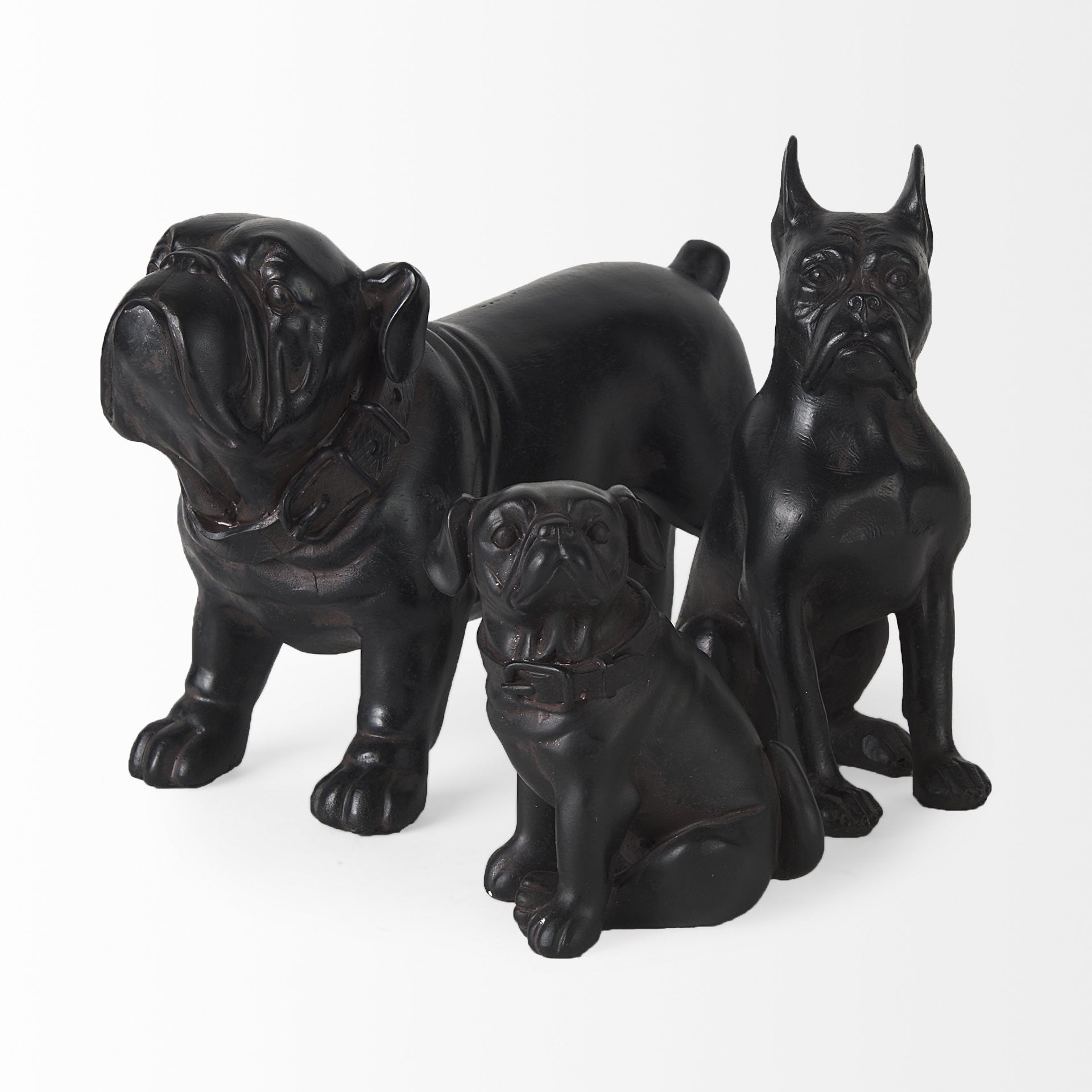 Black Resin Bulldog Sculpture