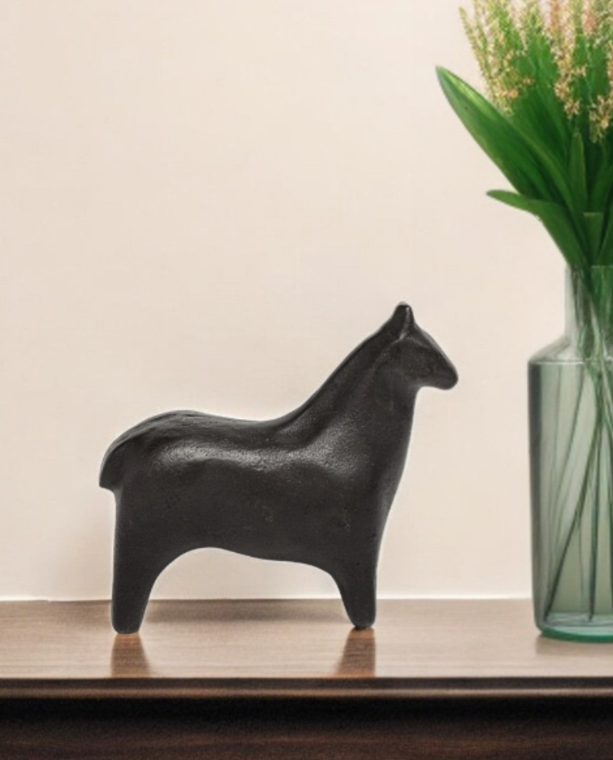 Black Cast Aluminum Horse Shaped Sculpture